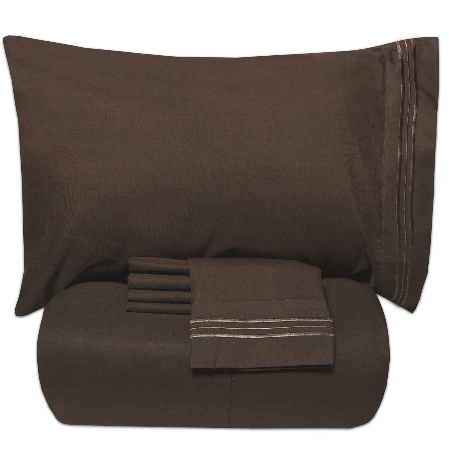 Basic 5-Piece Bed in a Bag  Set Chocolate - Folded