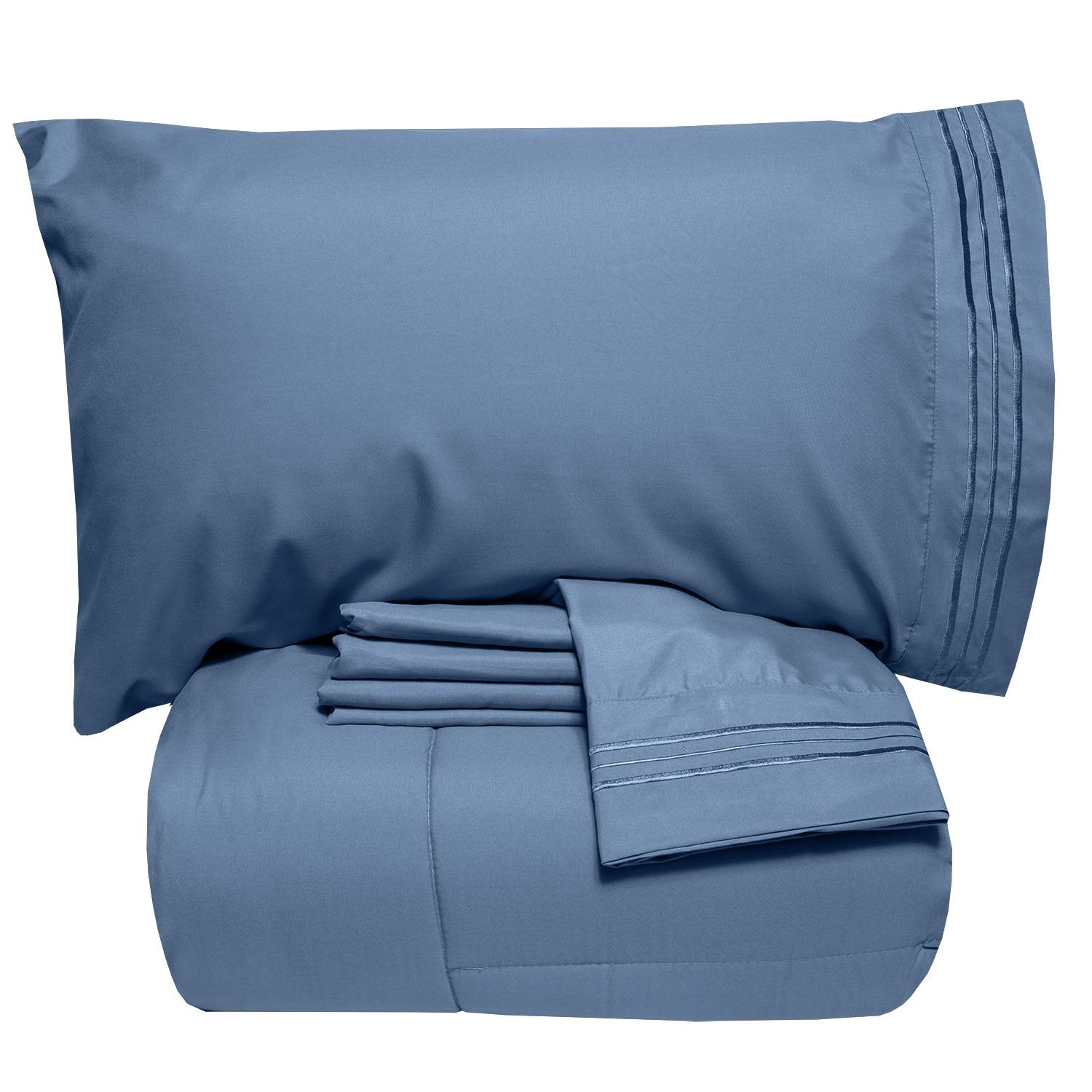Basic 5-Piece Bed in a Bag  Set Denim - Folded