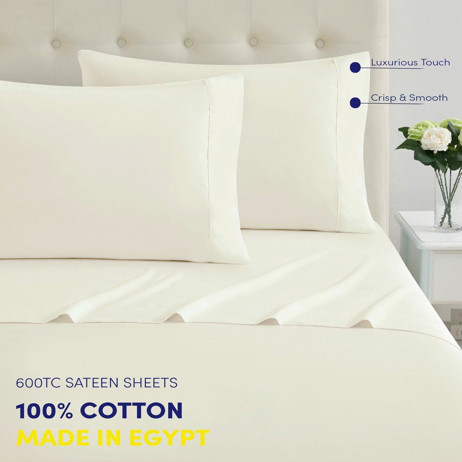 100% Cotton 600TC Sateen Sheet Set (Made in Egypt) | Sweet Home Collection