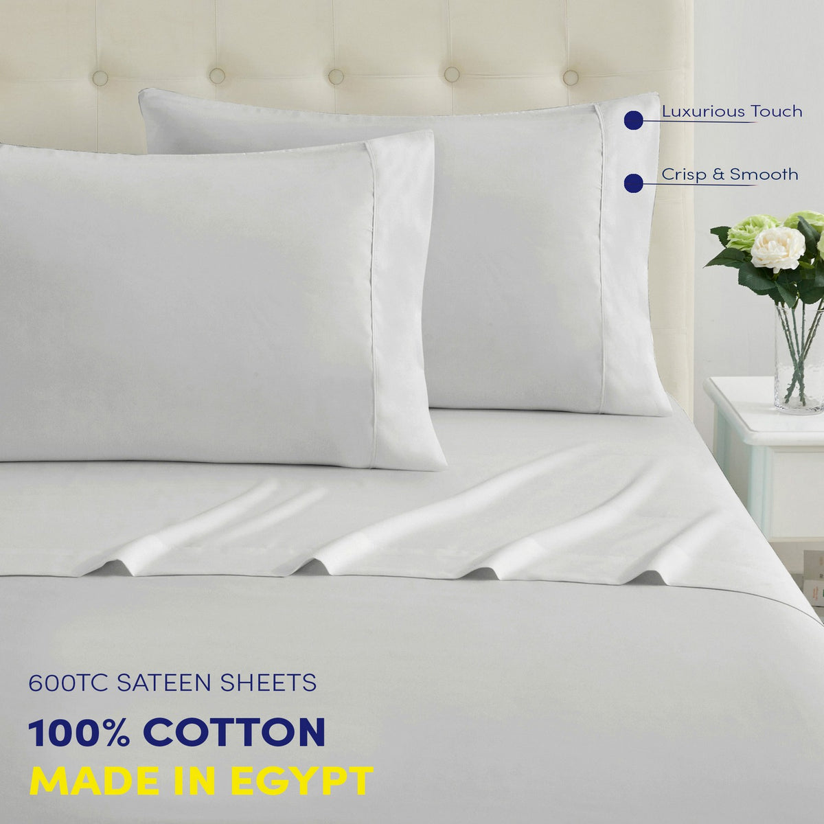 Home Sheets 600tc 100% Cotton 600TC Sateen Sheet Set (Made in Egypt) | Sweet Home Collection
