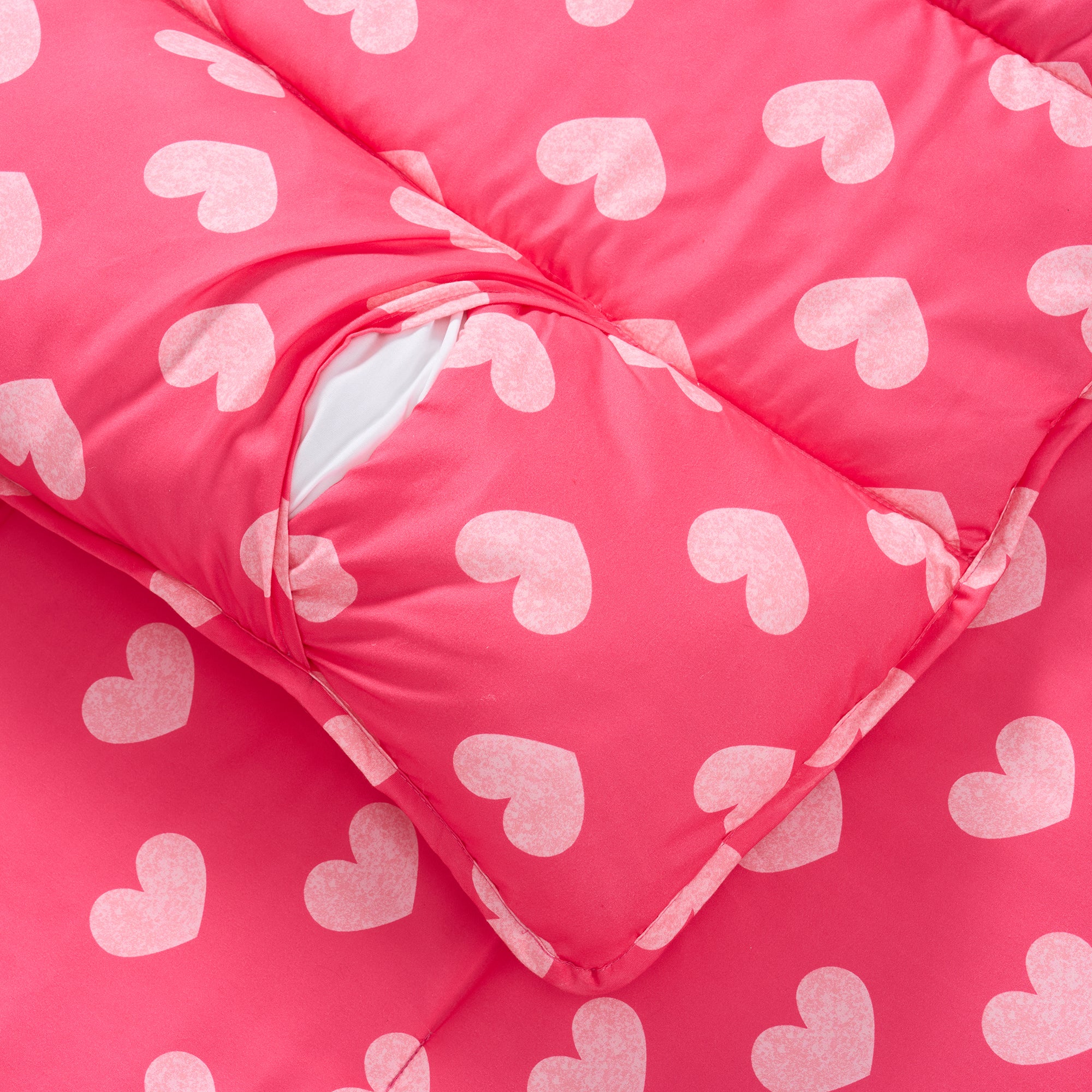 Hearts Sleeping Bag/Nap Mat for Kids with Removable Pillow, 20"x50"