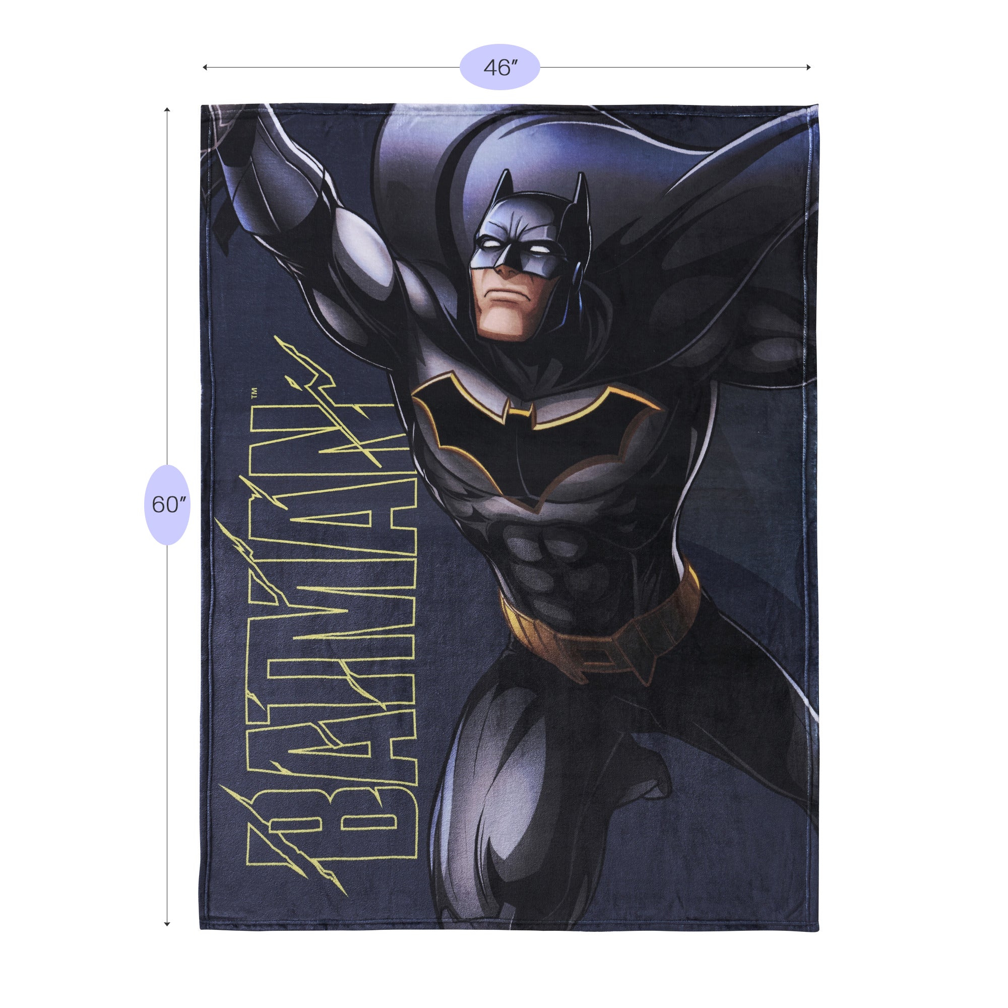 Kids Micro Raschel Throw Blanket 46"x60", Batman "Midnight Batman"