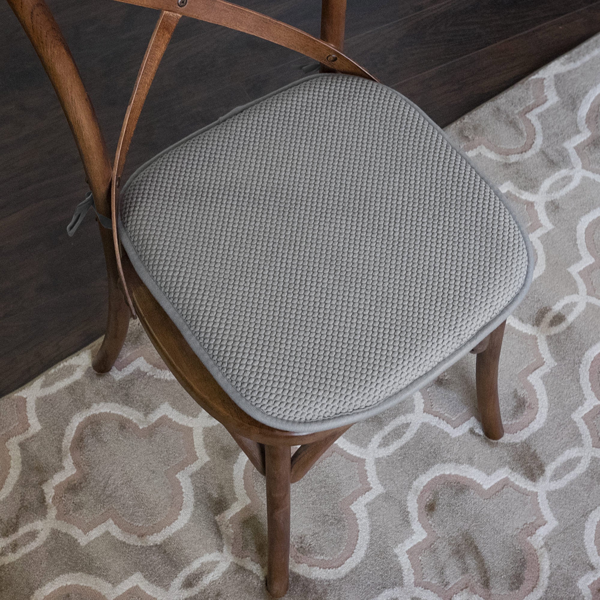 Honeycomb Memory Foam Non-Slip 16" x 16" Chair Cushions with ties