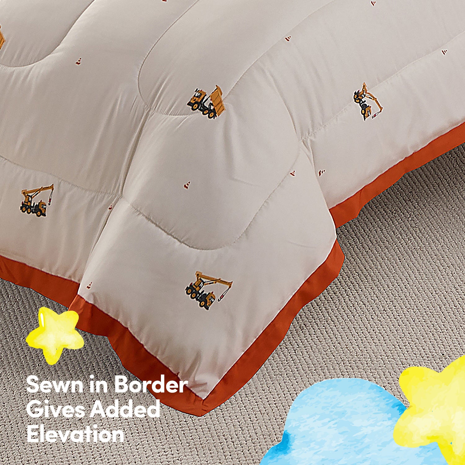 Kids Construction Printed Bed in a Bag Comforter & Sheet Set
