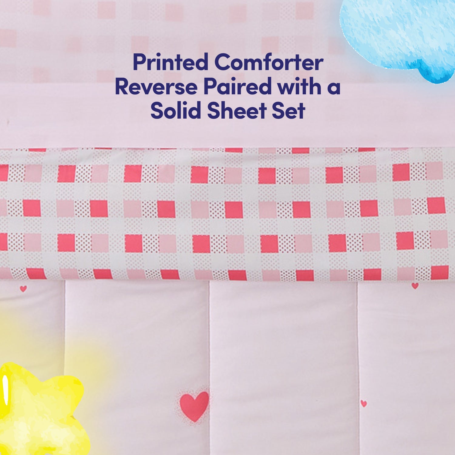 Kids Hearts Printed Bed in a Bag Comforter & Sheet Set