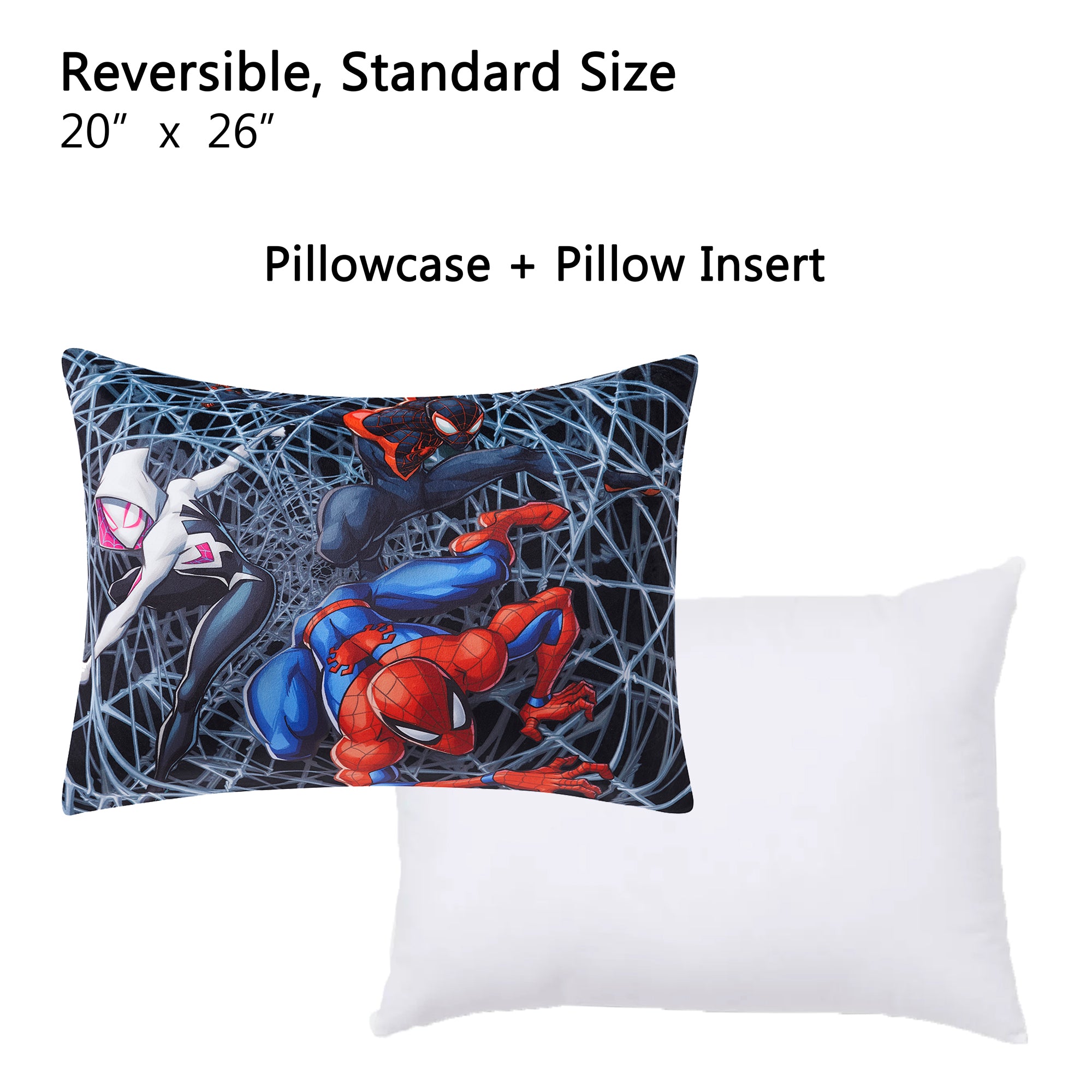 Spiderman & Friends, Kids Reversible Pillow with Removable Shell