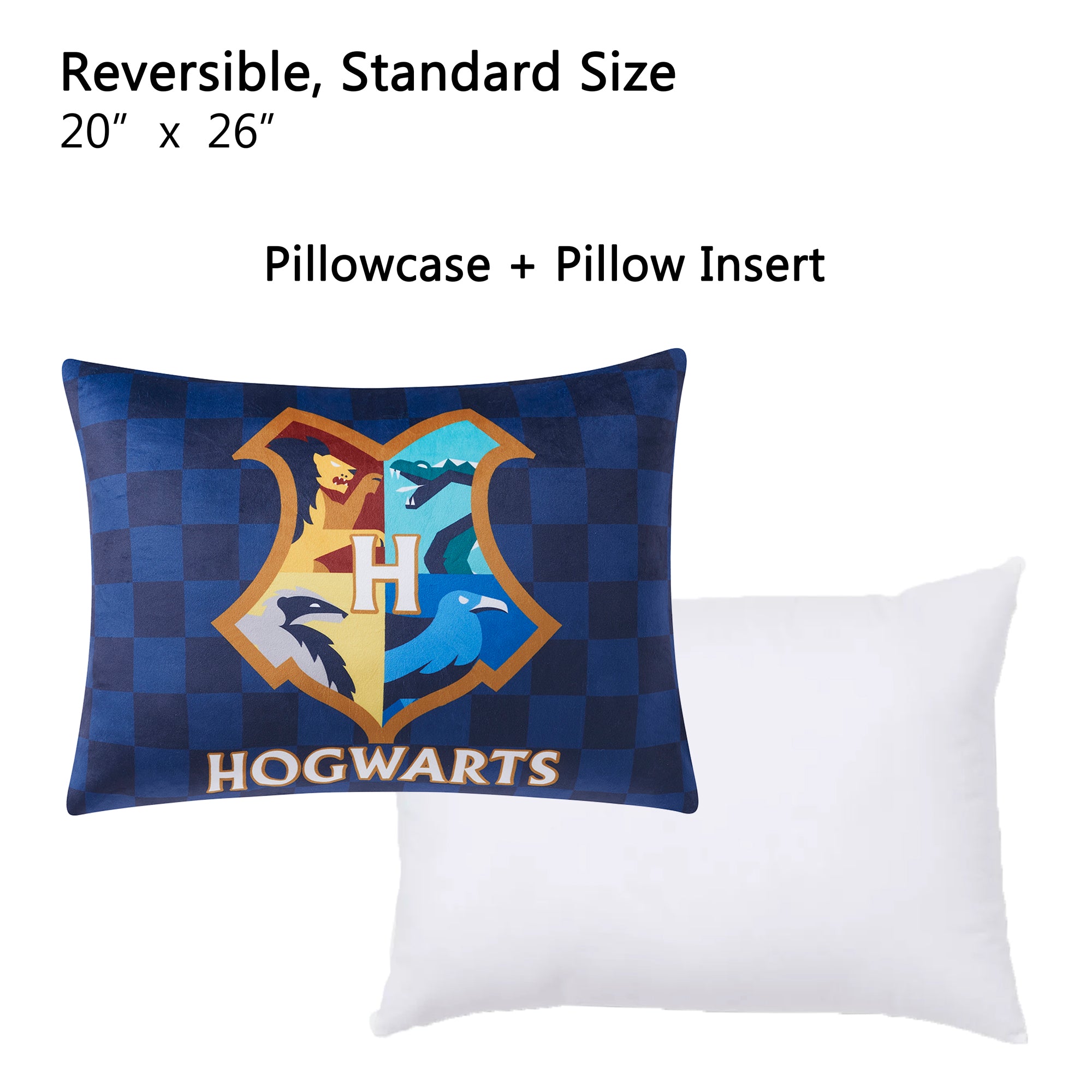 Harry Potter "Hogwarts" Kids Reversible Pillow with Removable Shell