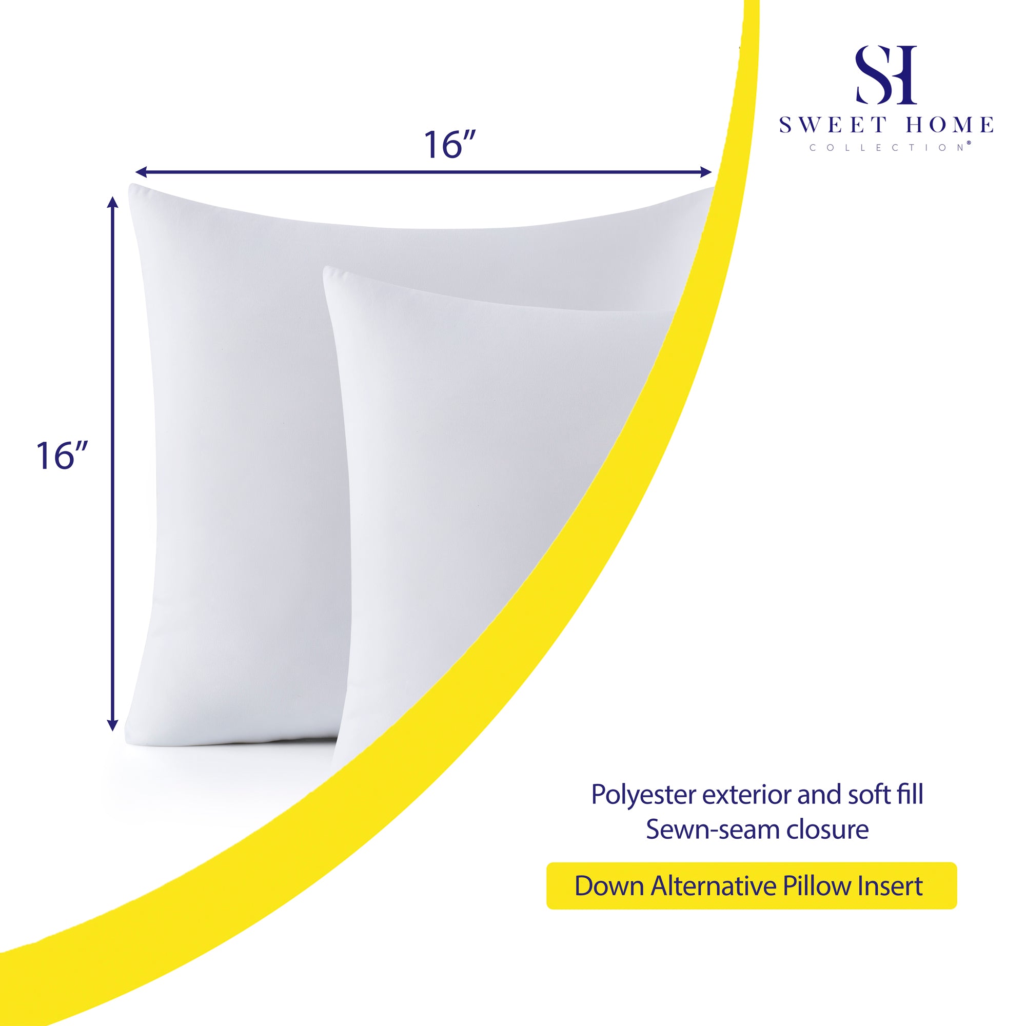 Down Alternative Throw Pillow Inserts, Various Sizes | Sweet Home