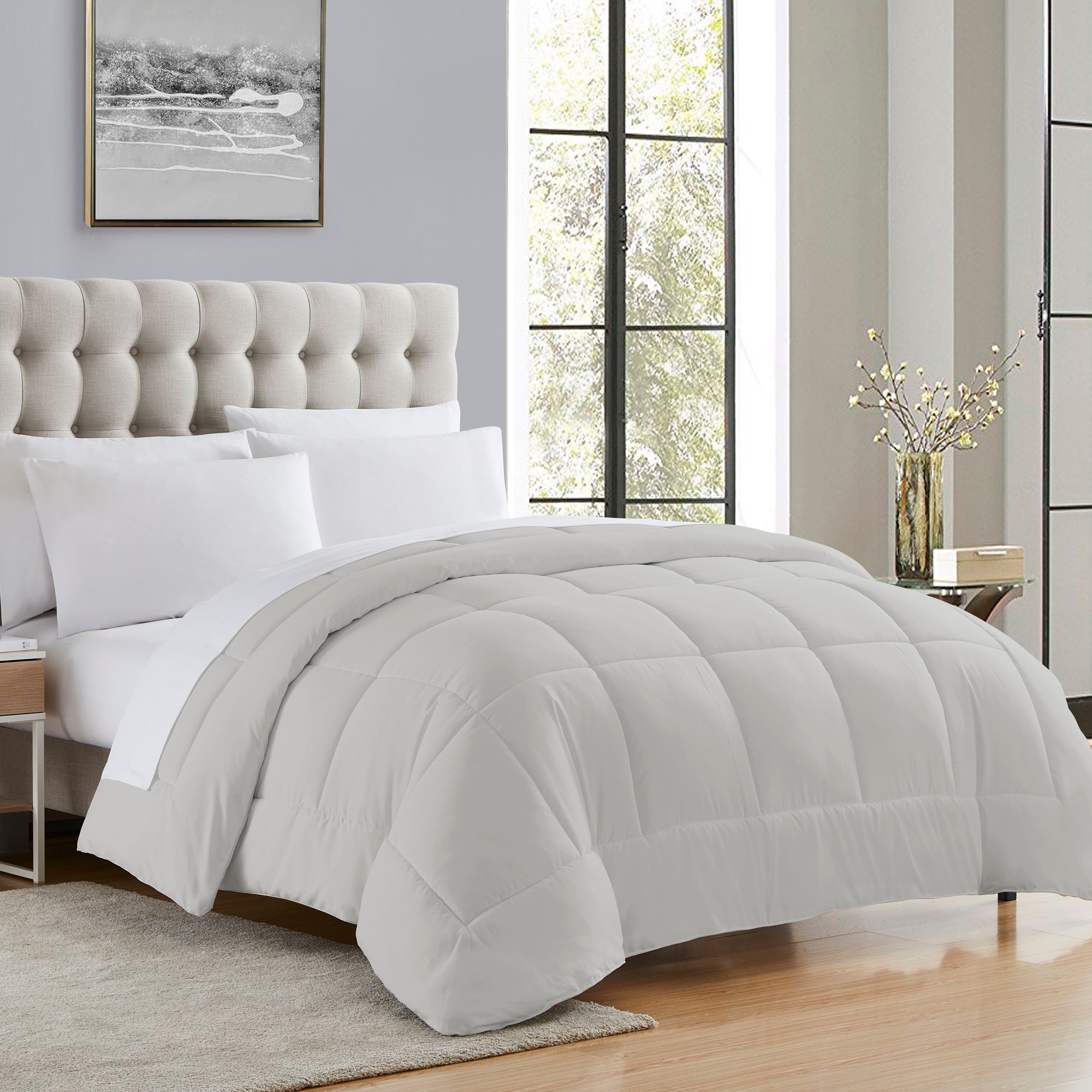 All Season Solid Reversible Down Alternative Comforter