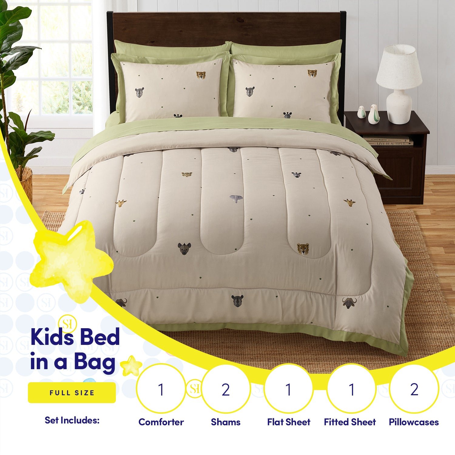 Kids Savana Printed Bed in a Bag Comforter & Sheet Set