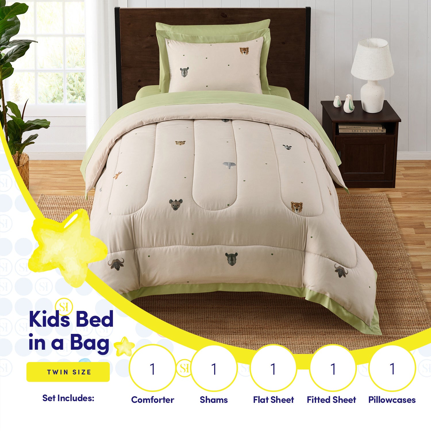 Kids Savana Printed Bed in a Bag Comforter & Sheet Set
