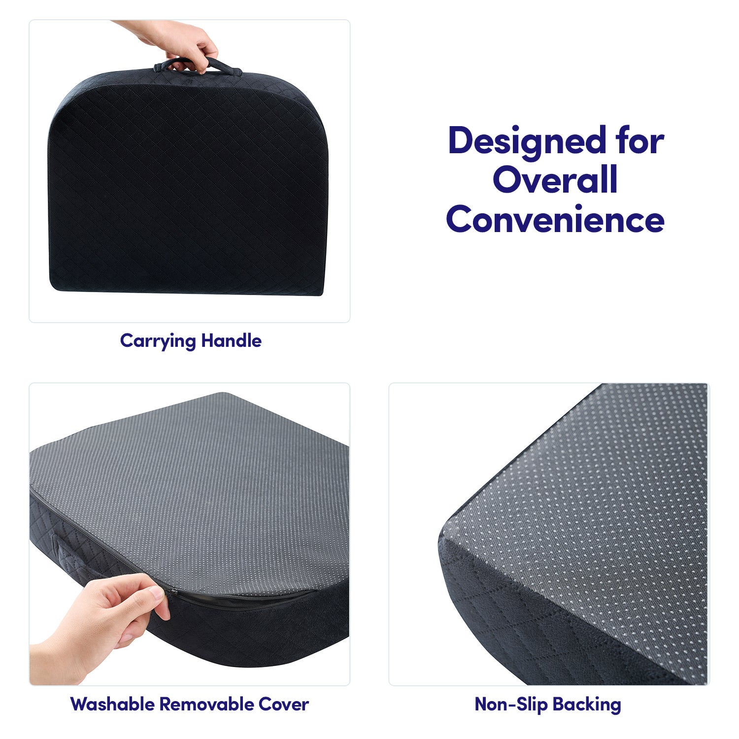 Extra Large U-Shaped Memory Foam Chair Cushion - Black