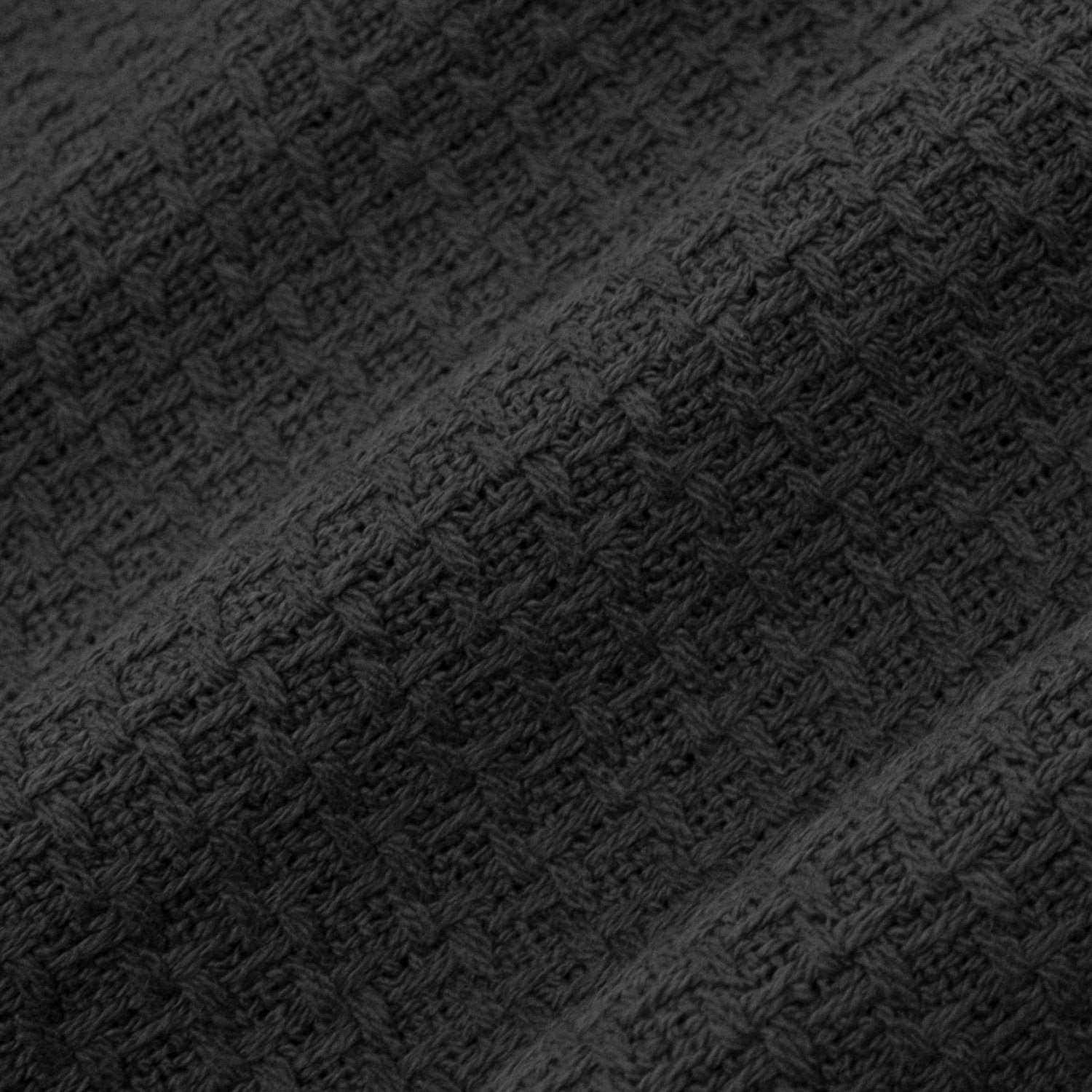 Basket Weave Cotton Blanket Black - Fabric