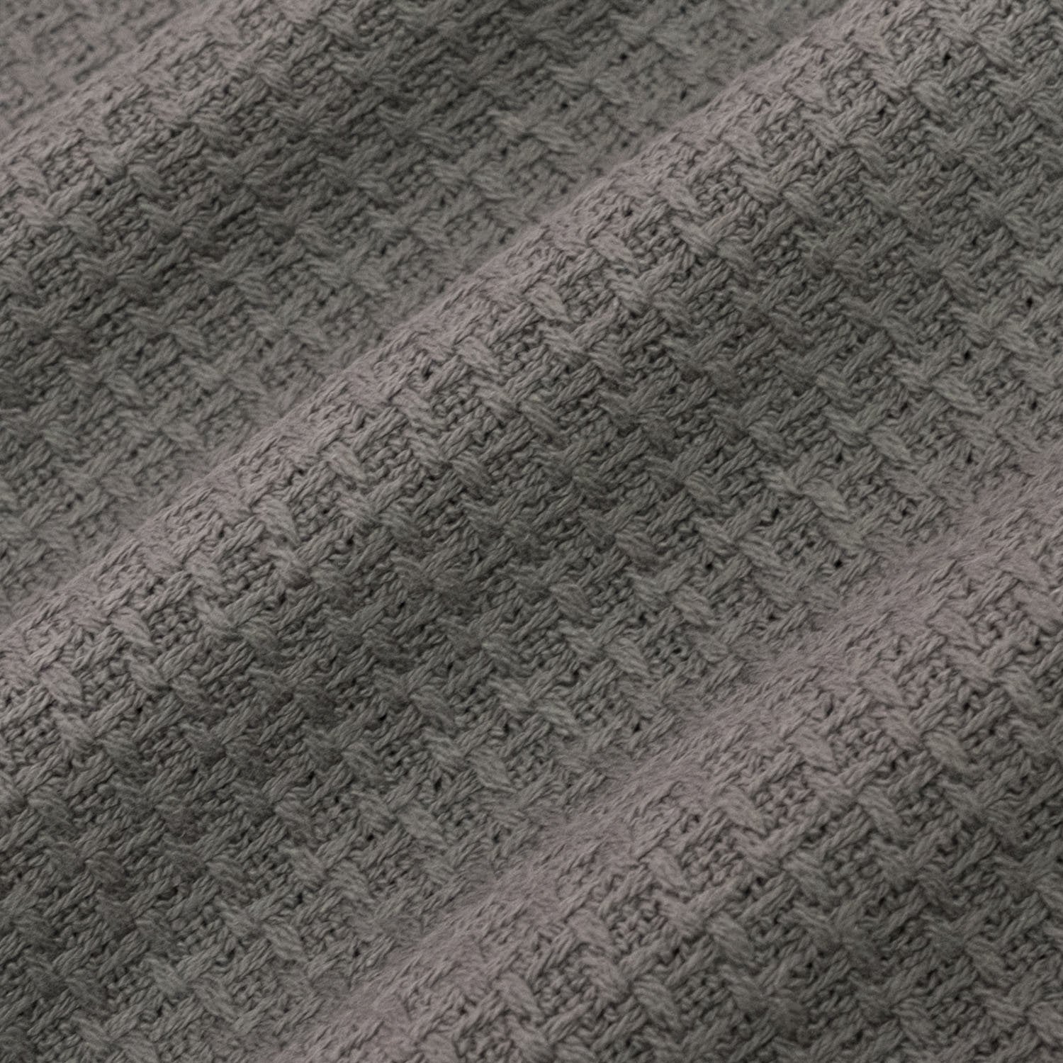 Basket Weave Cotton Blanket Gray - Fabric
