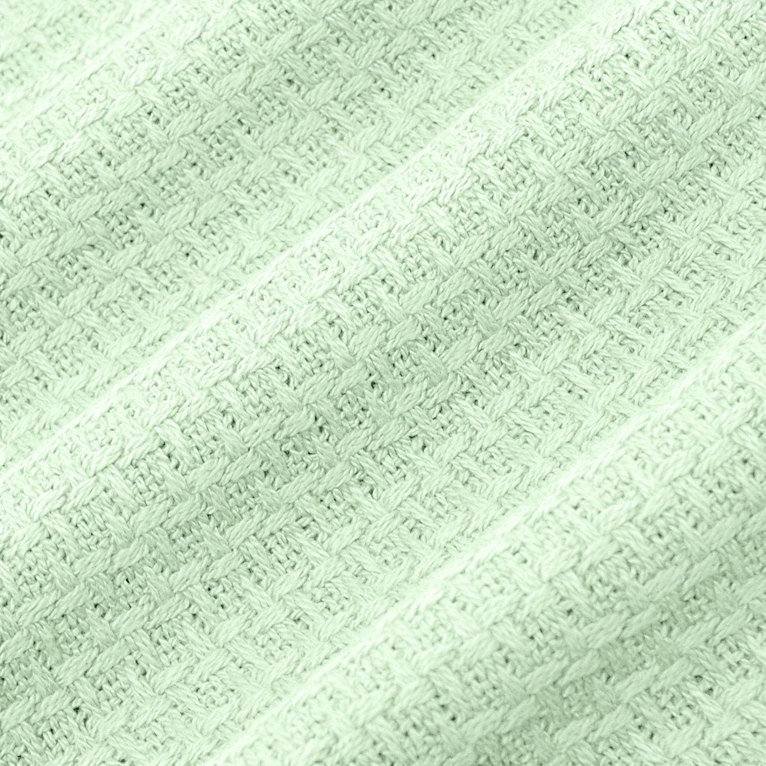Basket Weave Cotton Blanket Mint - Fabric