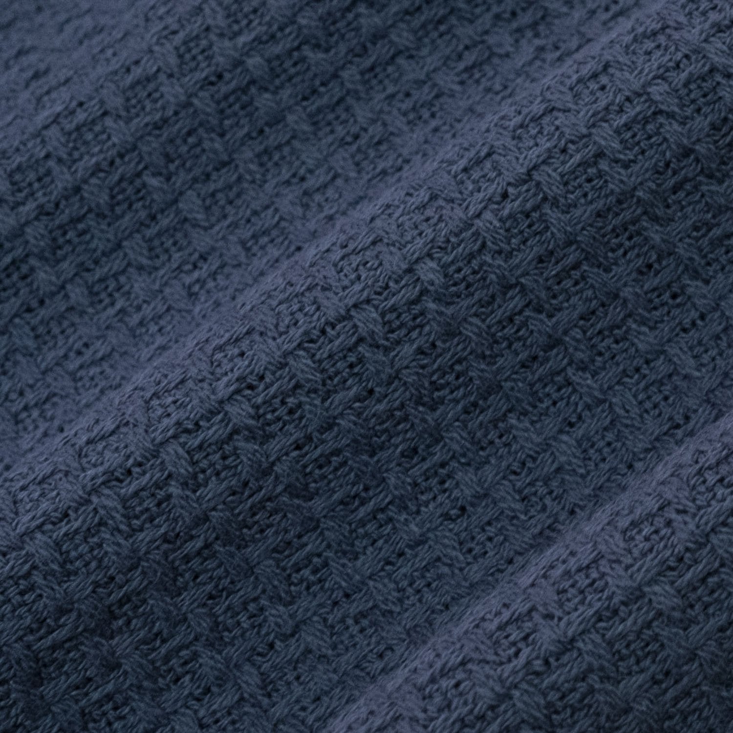 Basket Weave Cotton Blanket Navy - Fabric