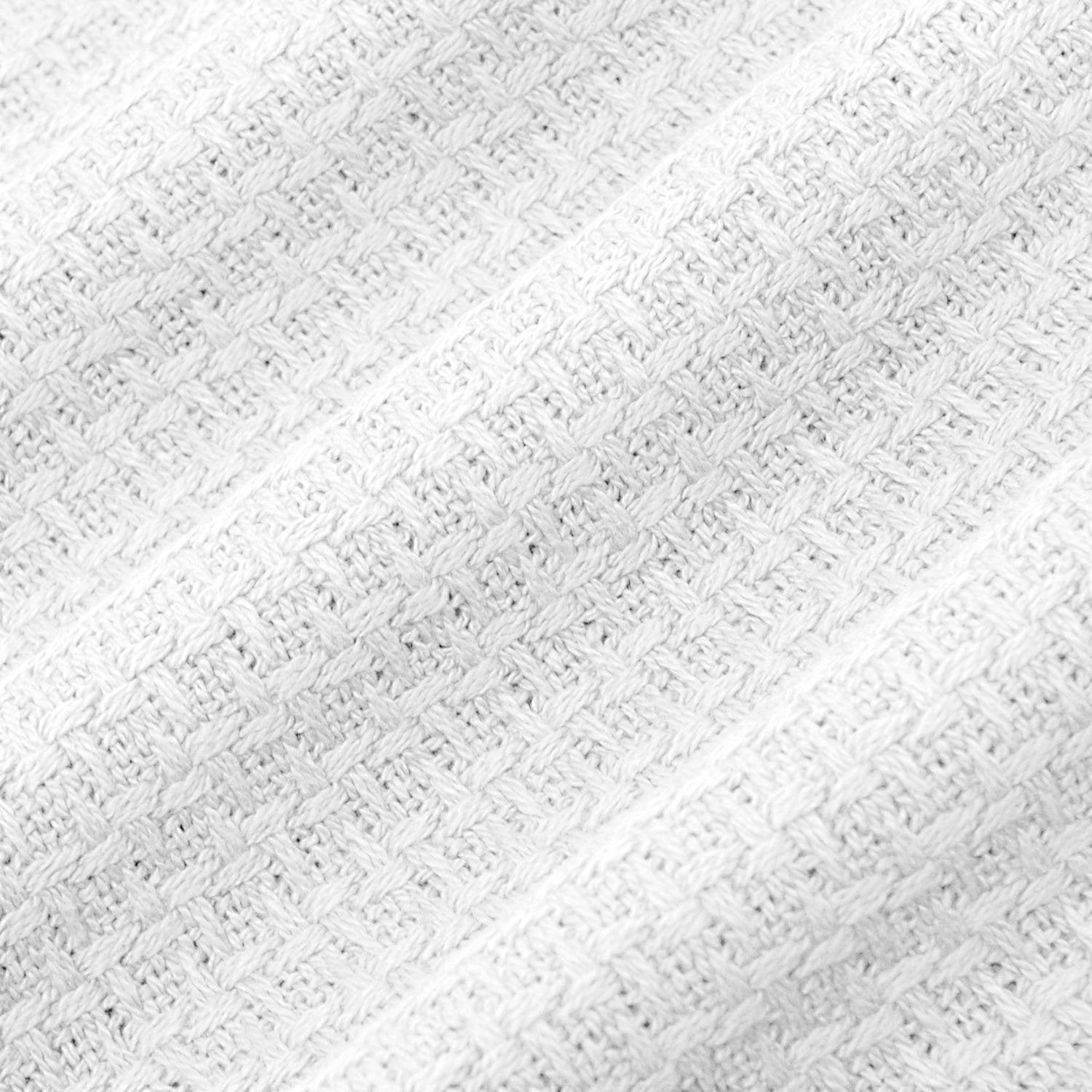 Basket Weave Cotton Blanket White - Fabric