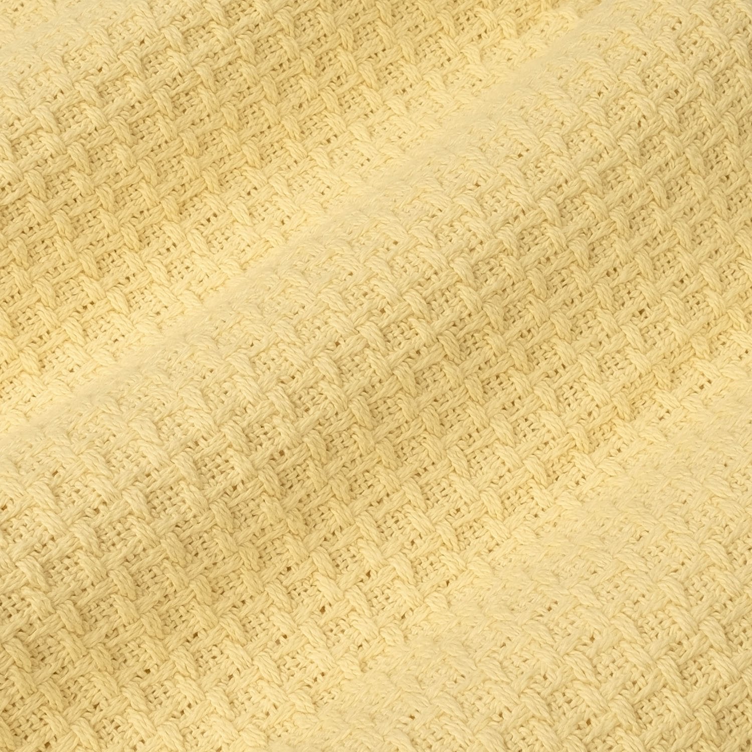 Basket Weave Cotton Blanket Yellow - Fabric