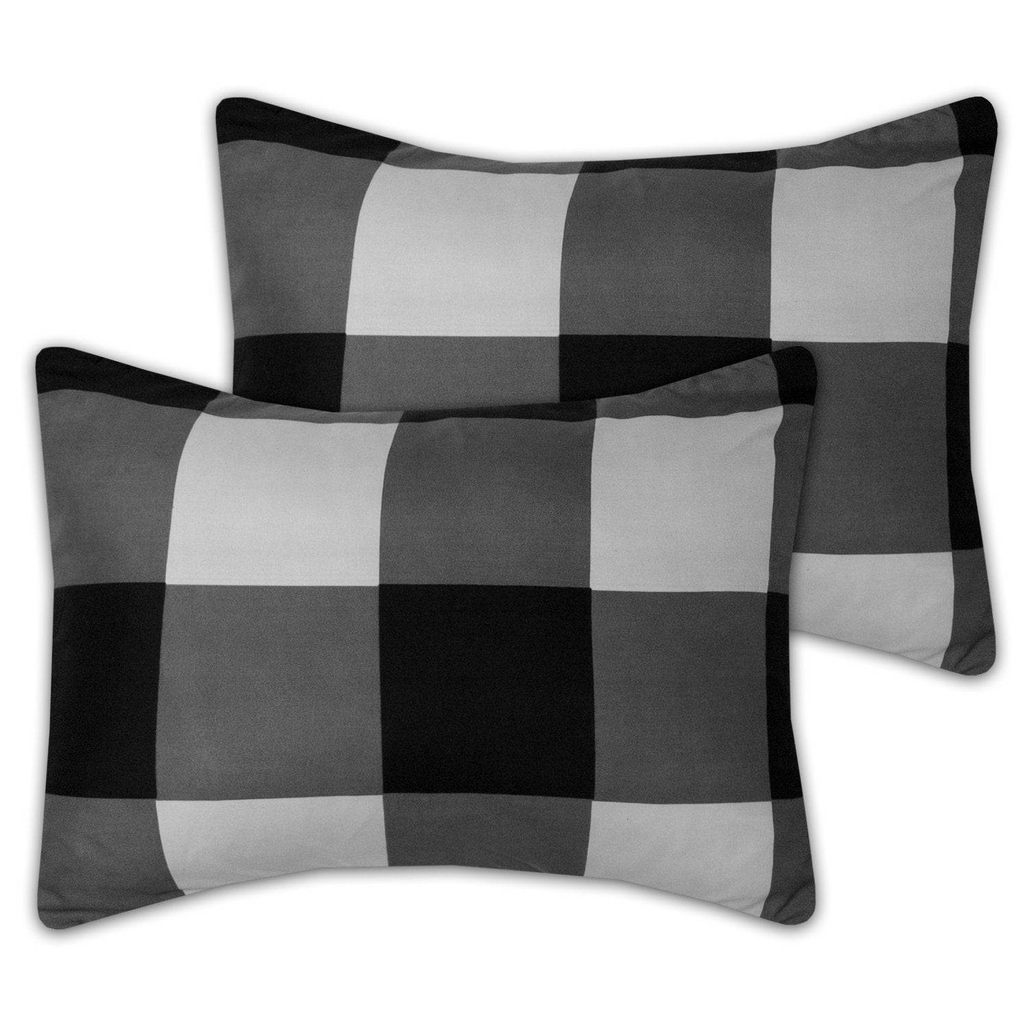 Buffalo Check 4-Piece Reversible Comforter Set Black Gray - Folded