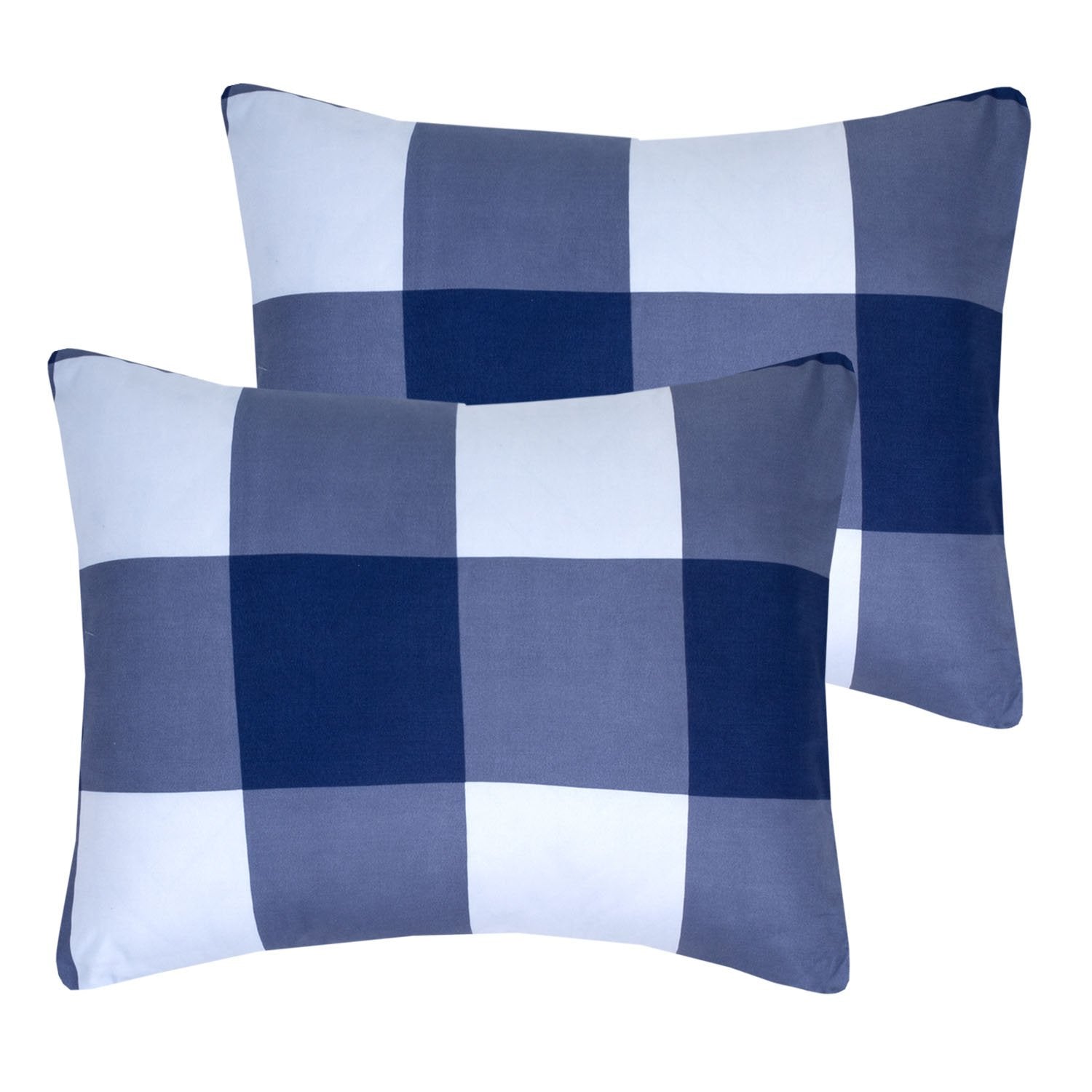 Buffalo Check 4-Piece Reversible Comforter Set Navy White - Pillowcases