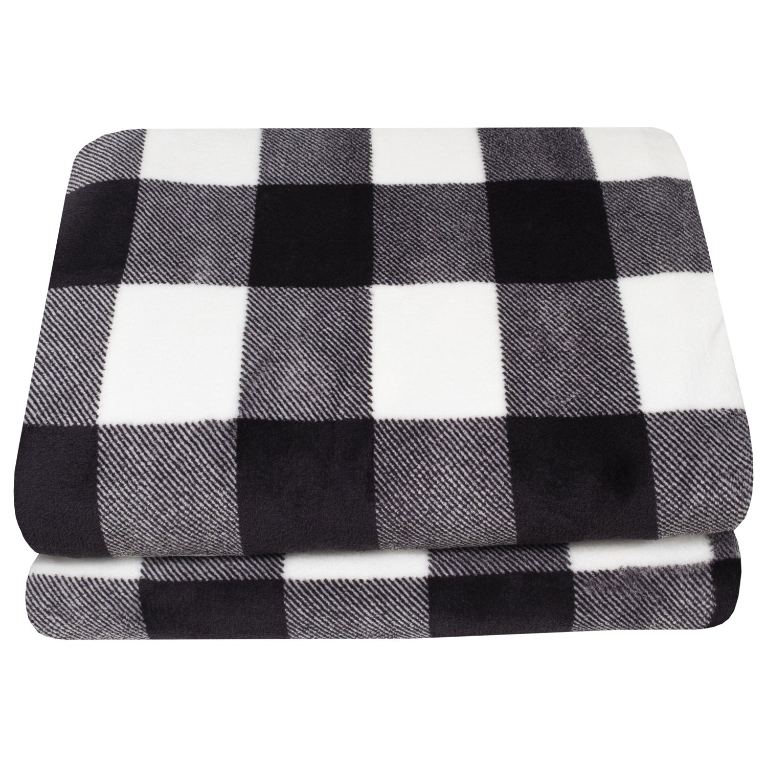 Buffalo Check Fleece Blanket Black White - Folded 2