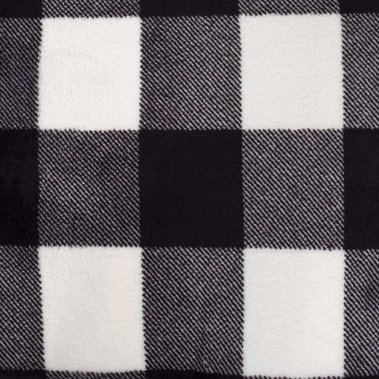 Buffalo Check Fleece Blanket Black White - Fabric 3