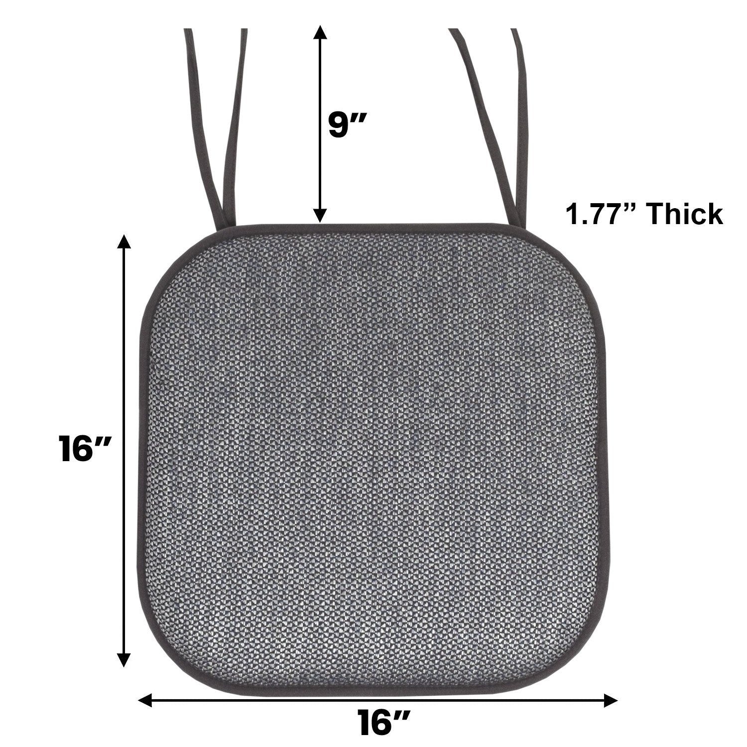 Cameron Chair Cushion Set with Ties Black Gray - Size