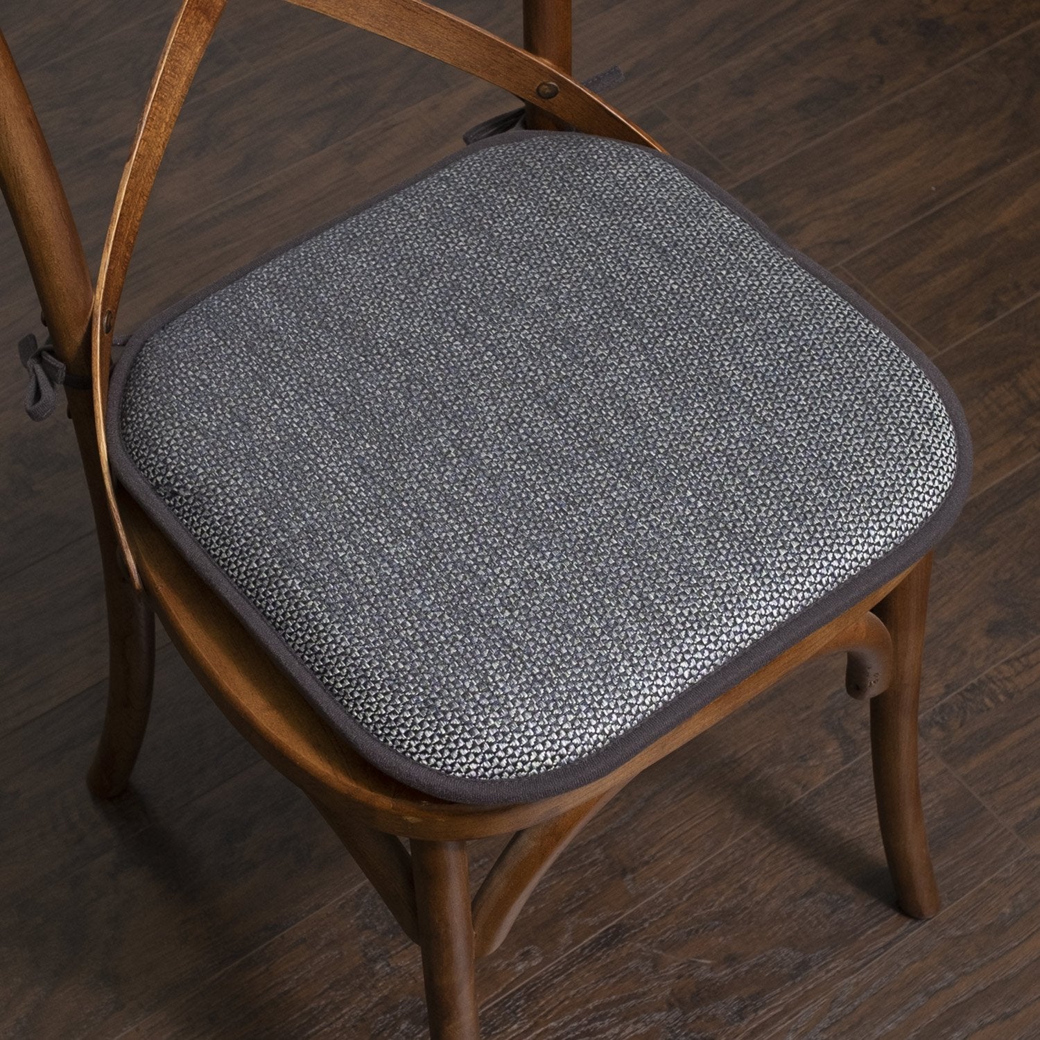 Cameron Chair Cushion Set with Ties Black Gray - Chair