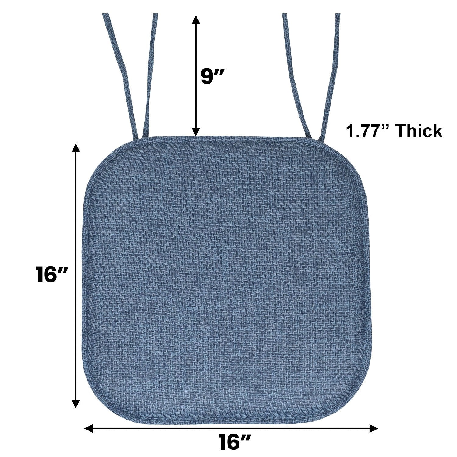 Herringbone Chair Cushion Set with Ties Blue - Size