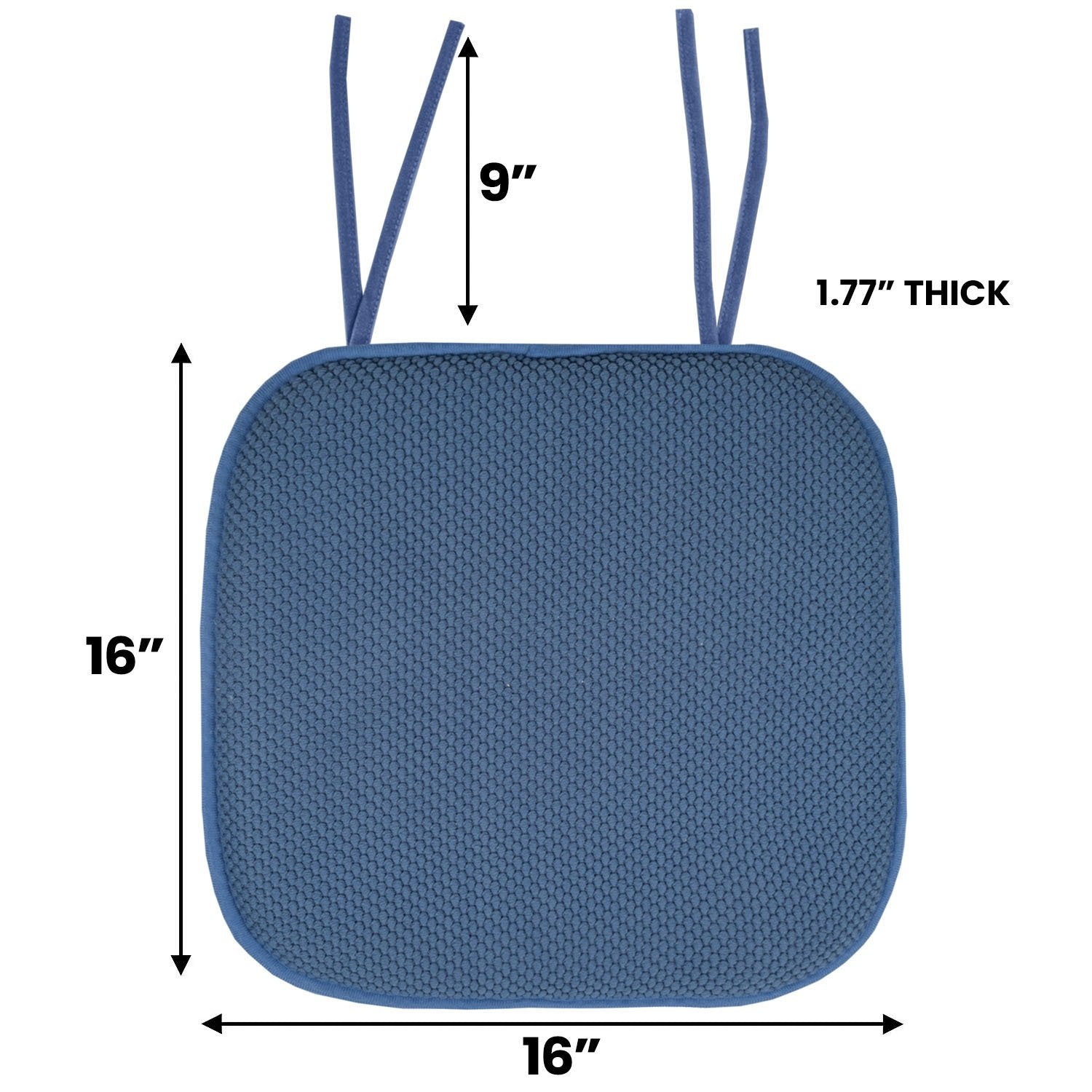 Honeycomb Chair Cushion Set with Ties Blue - Size