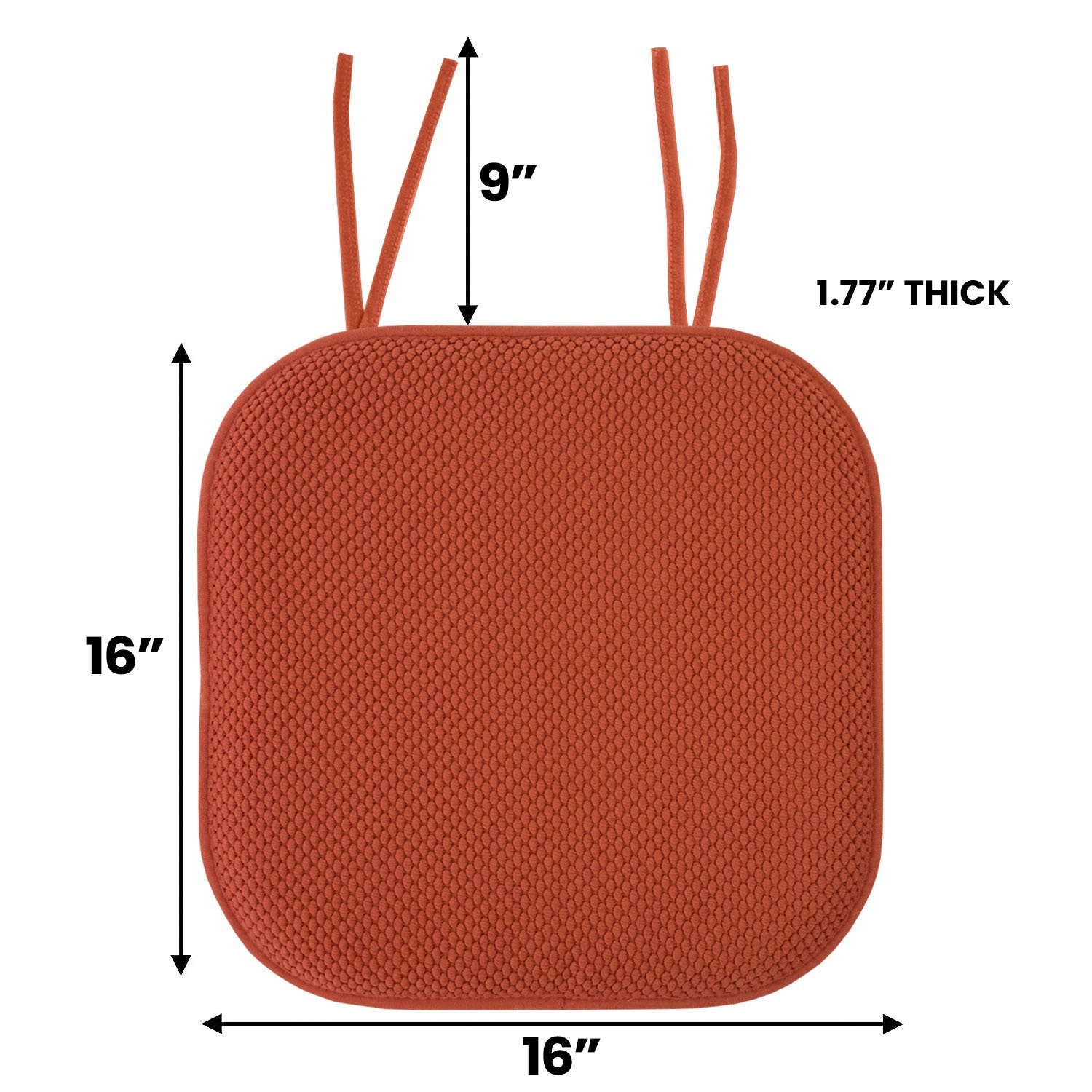 Honeycomb Chair Cushion Set with Ties Rust - Size
