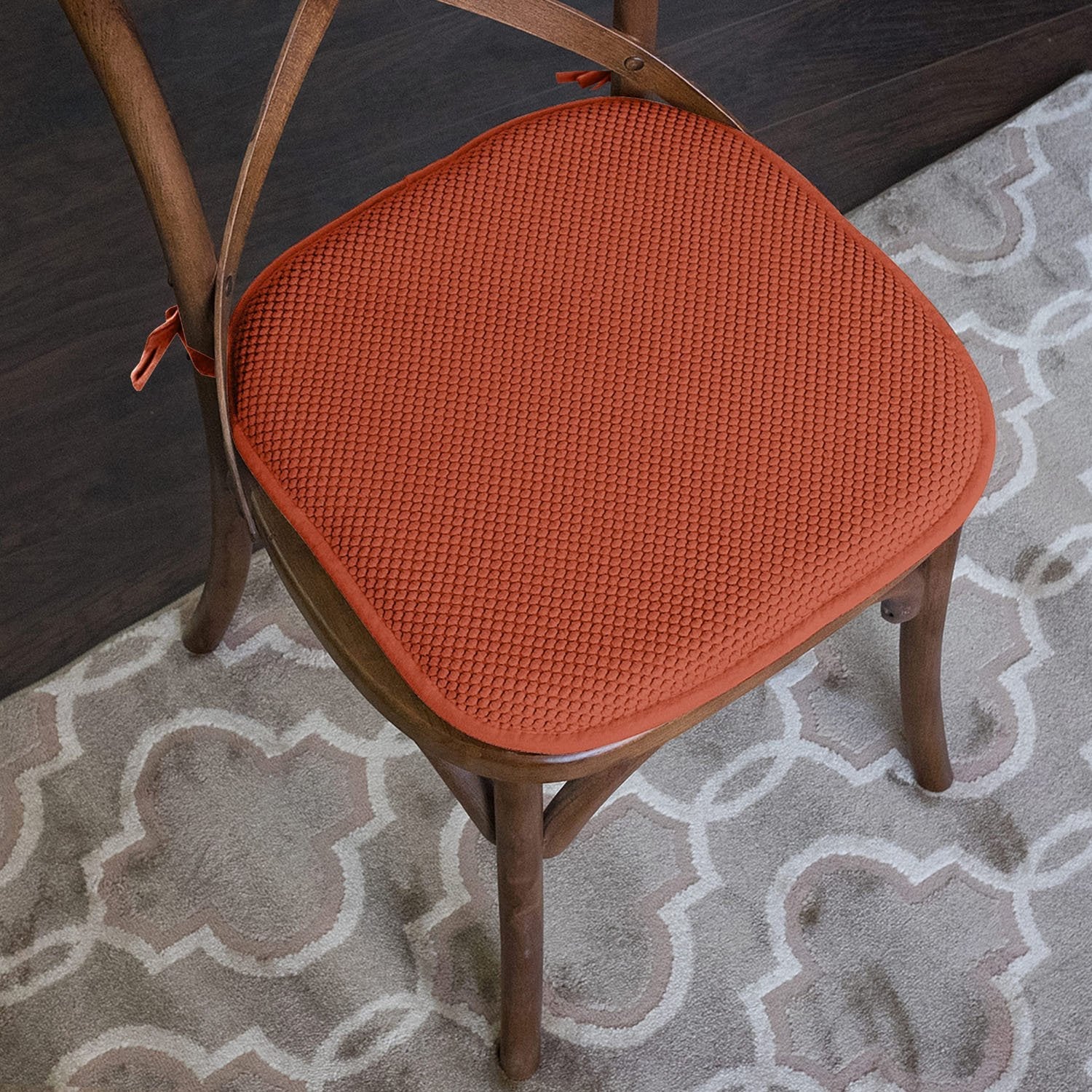 Honeycomb Chair Cushion Set with Ties Rust - Chair