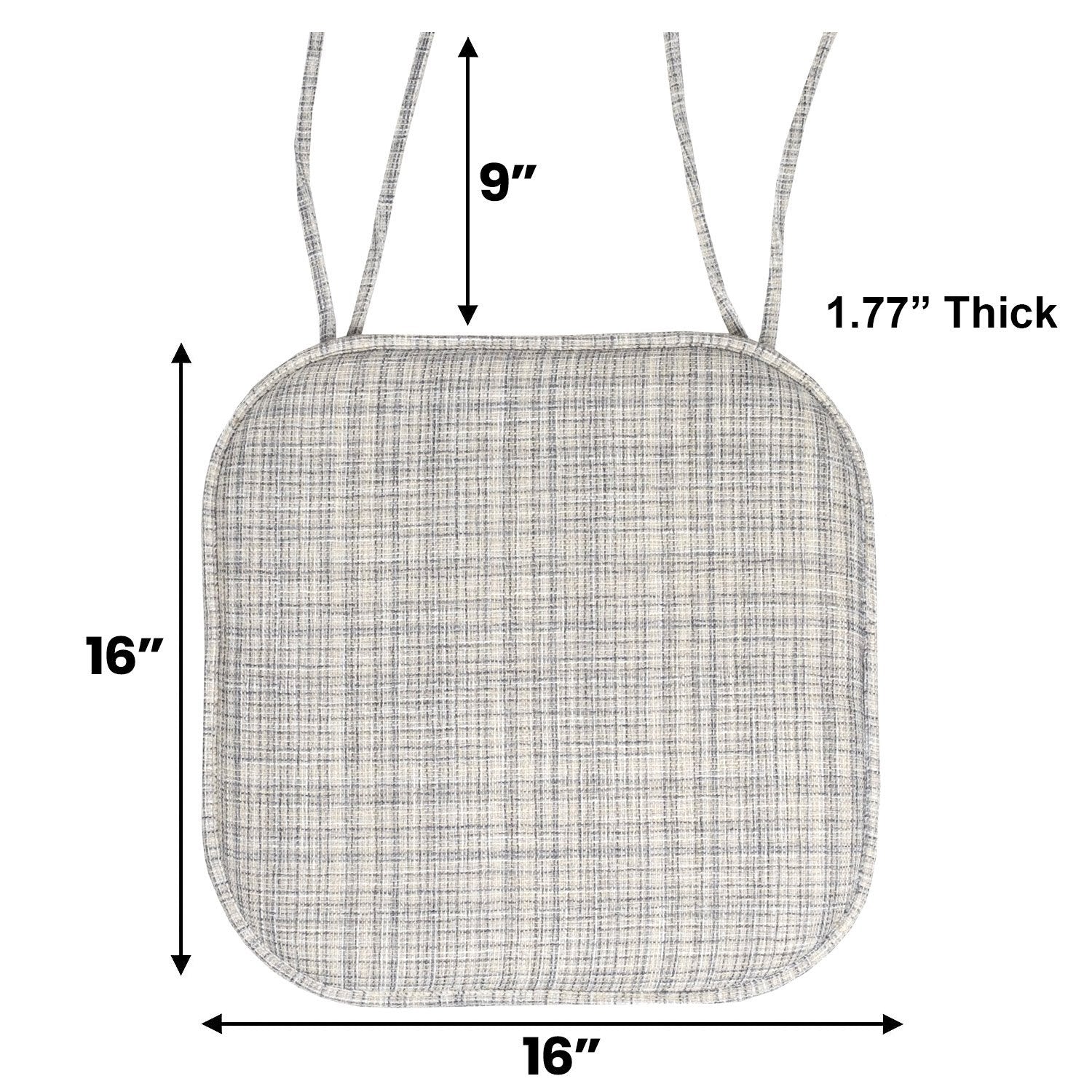 Aria Chair Cushion Set with Ties Silver Cream - Size
