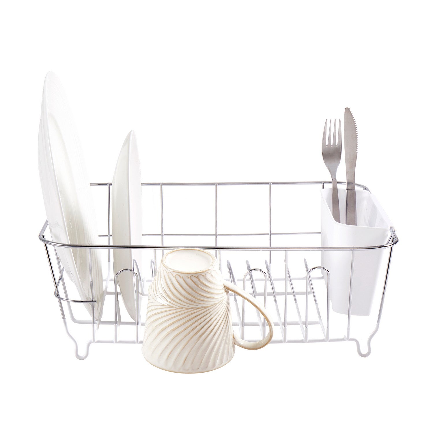 Chrome Plated Dish Drainer Set Sweet Home Collection chrome-plated-dish-drainer-set-sweet-home-collection