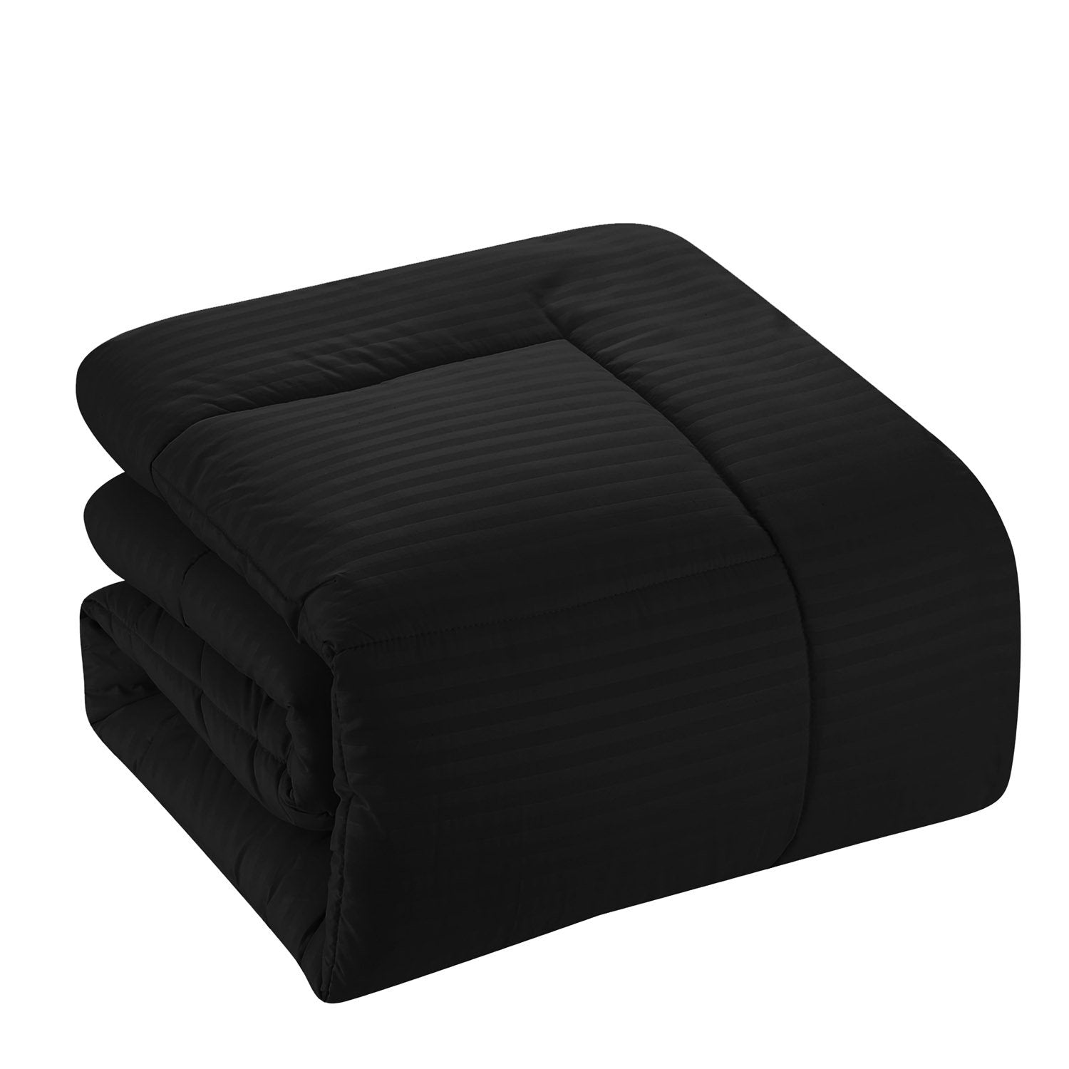 Dobby Stripe 8-Piece Bed In A Bag Comforter Set Black - Comforter