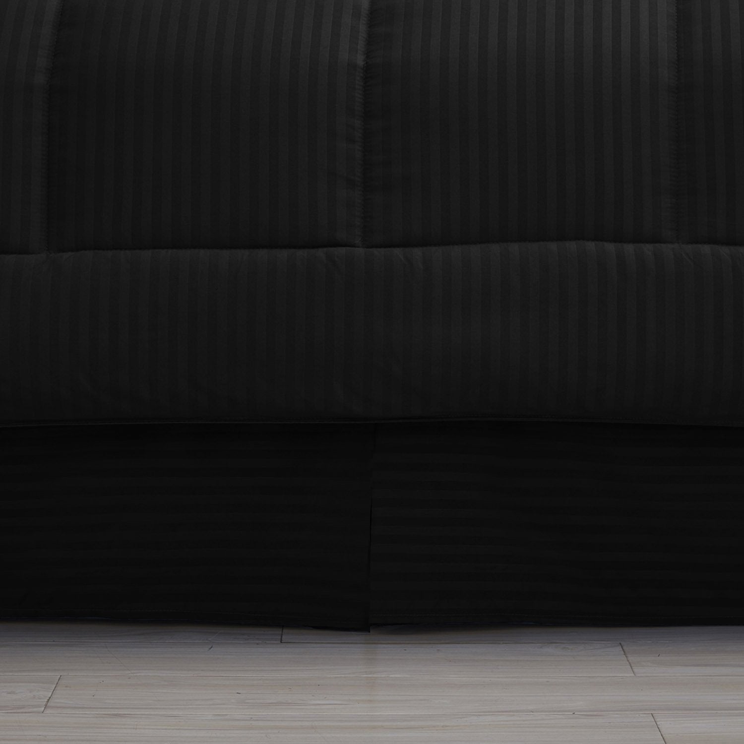 Dobby Stripe 8-Piece Bed In A Bag Comforter Set Black - Bedskirt