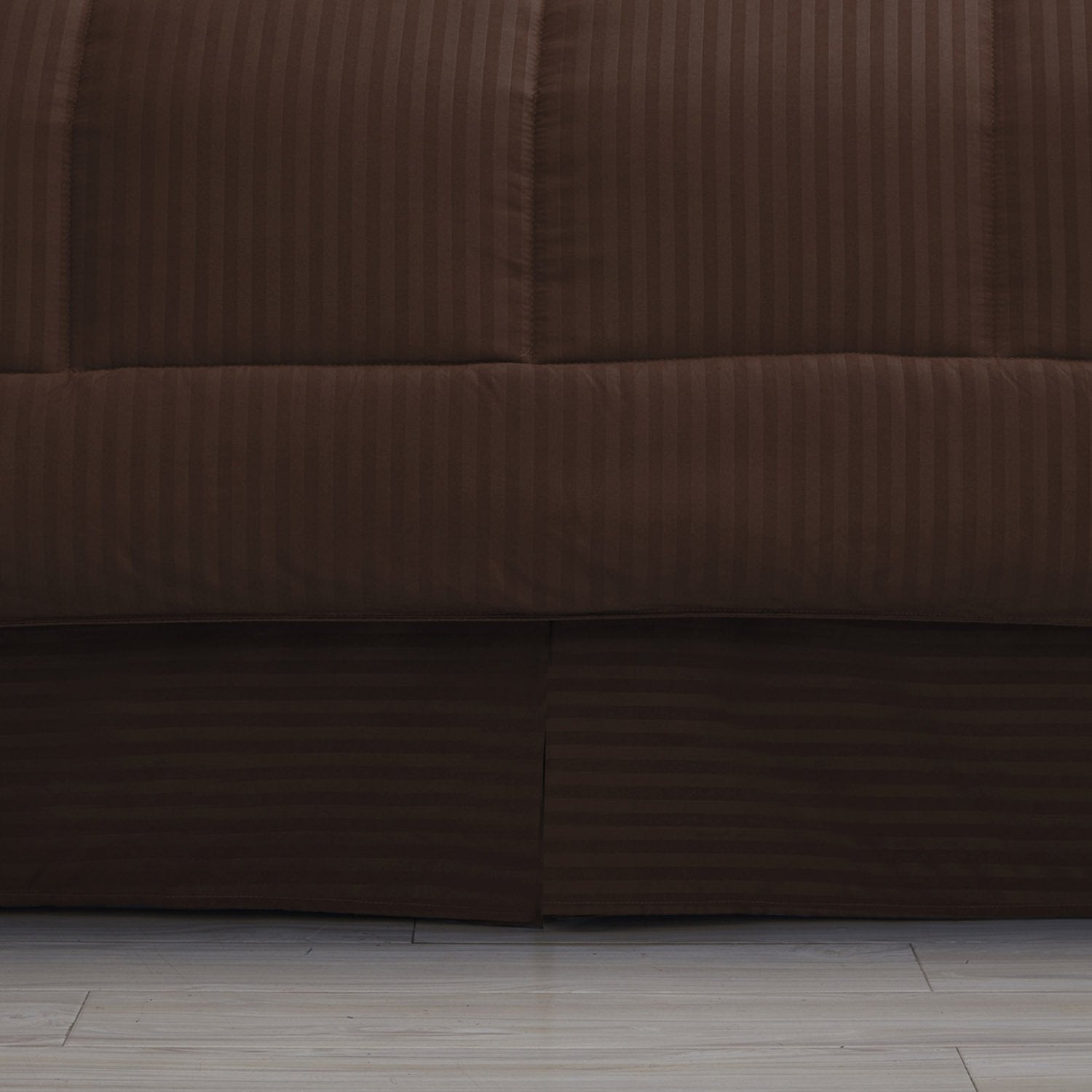 Dobby Stripe 8-Piece Bed In A Bag Comforter Set Chocolate - Bedskirt