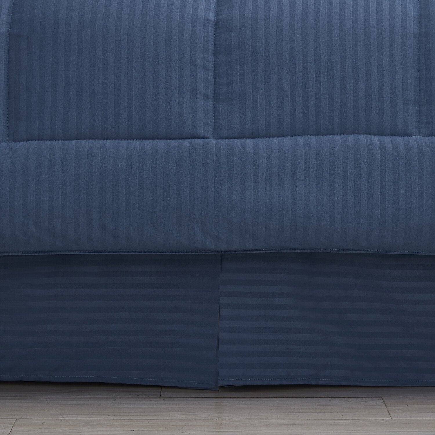 Dobby Stripe 8-Piece Bed In A Bag Comforter Set Denim - Bedskirt