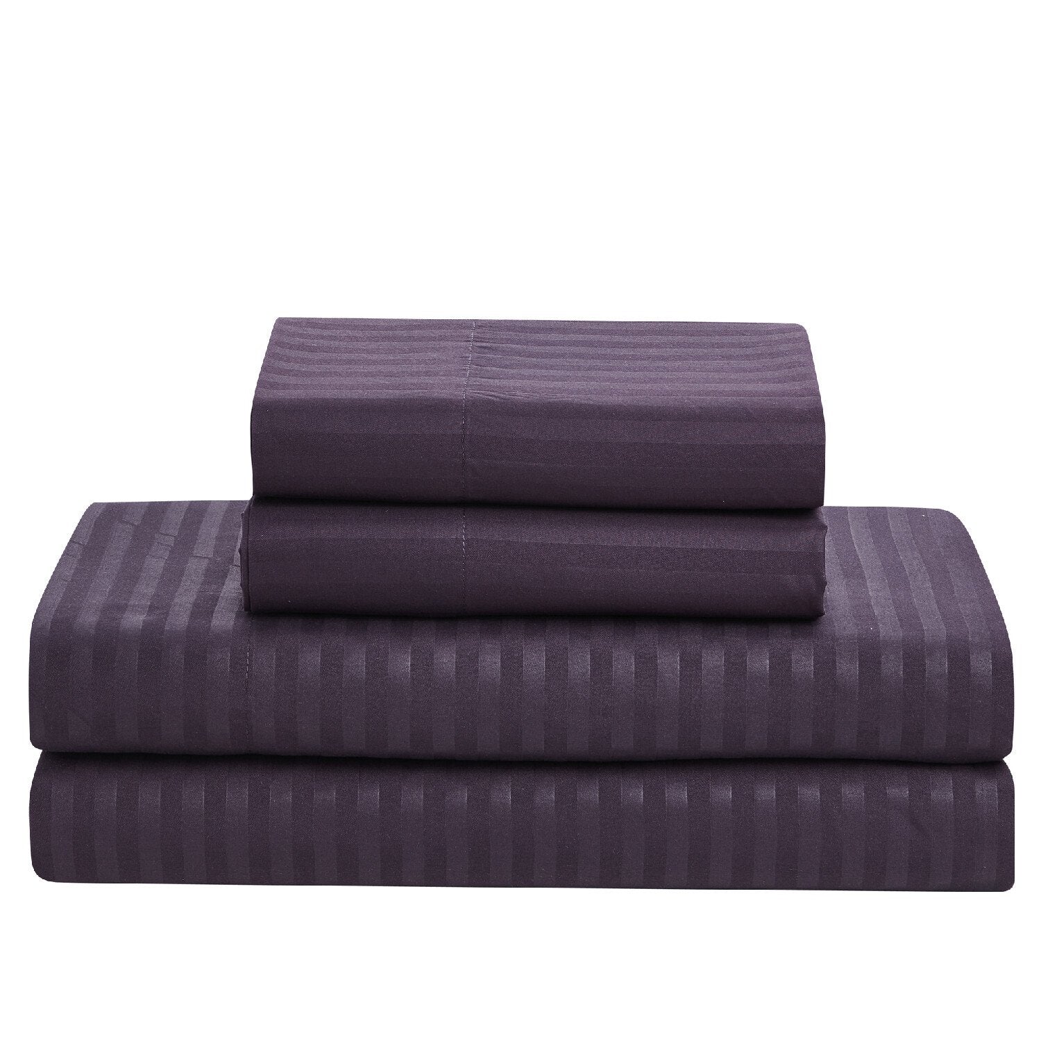Dobby Stripe 8-Piece Bed In A Bag Comforter Set Eggplant - Sheets