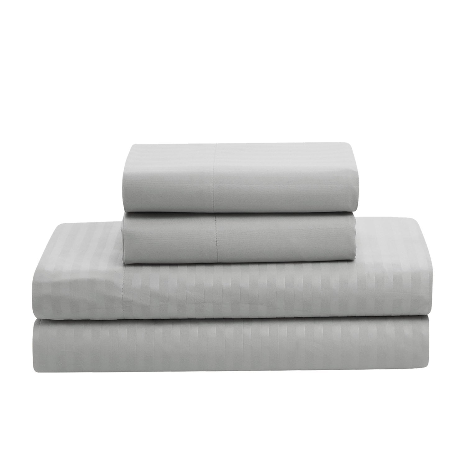 Dobby Stripe 8-Piece Bed In A Bag Comforter Set Silver - Sheets