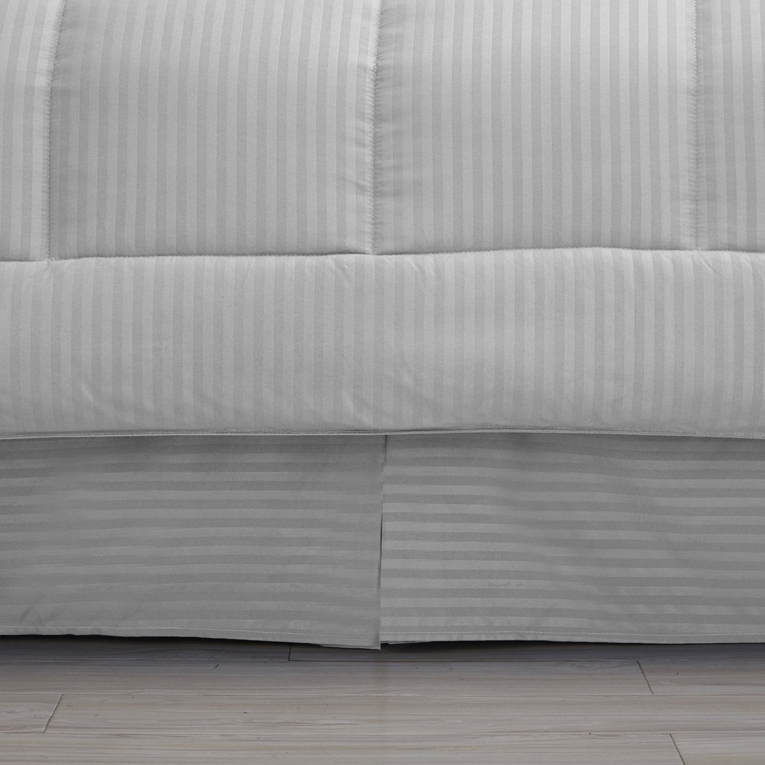 Dobby Stripe 8-Piece Bed In A Bag Comforter Set Silver - Bedskirt