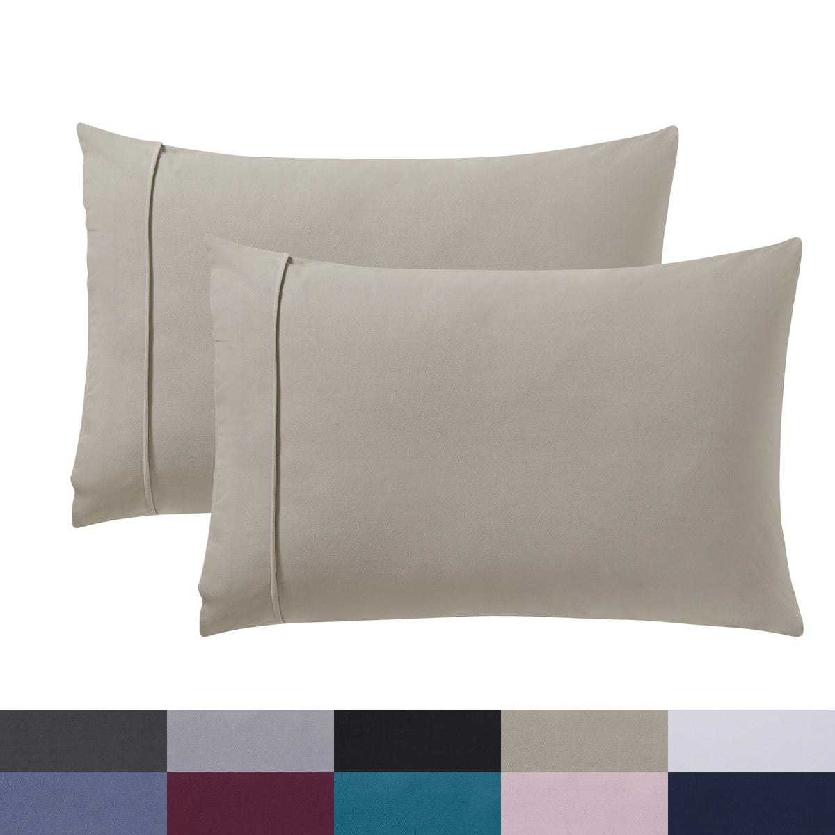 Ultra-Soft Flannel Solid Pillowcase Set-2 Pack