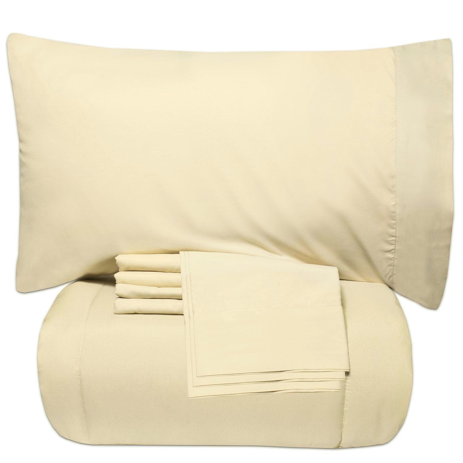 Essential 7-Piece Bed in a Bag Set Beige - Folded