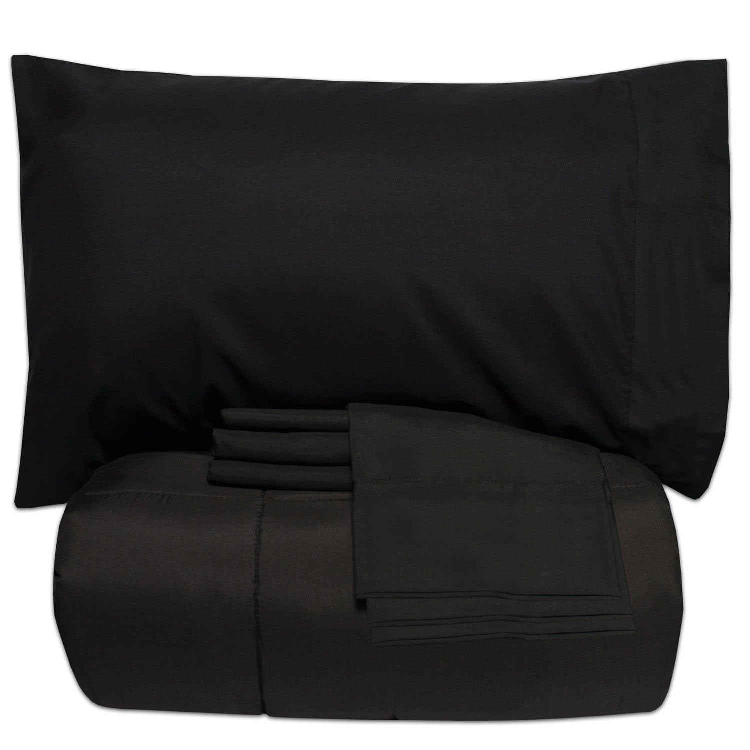 Essential 7-Piece Bed in a Bag Set Black - Folded