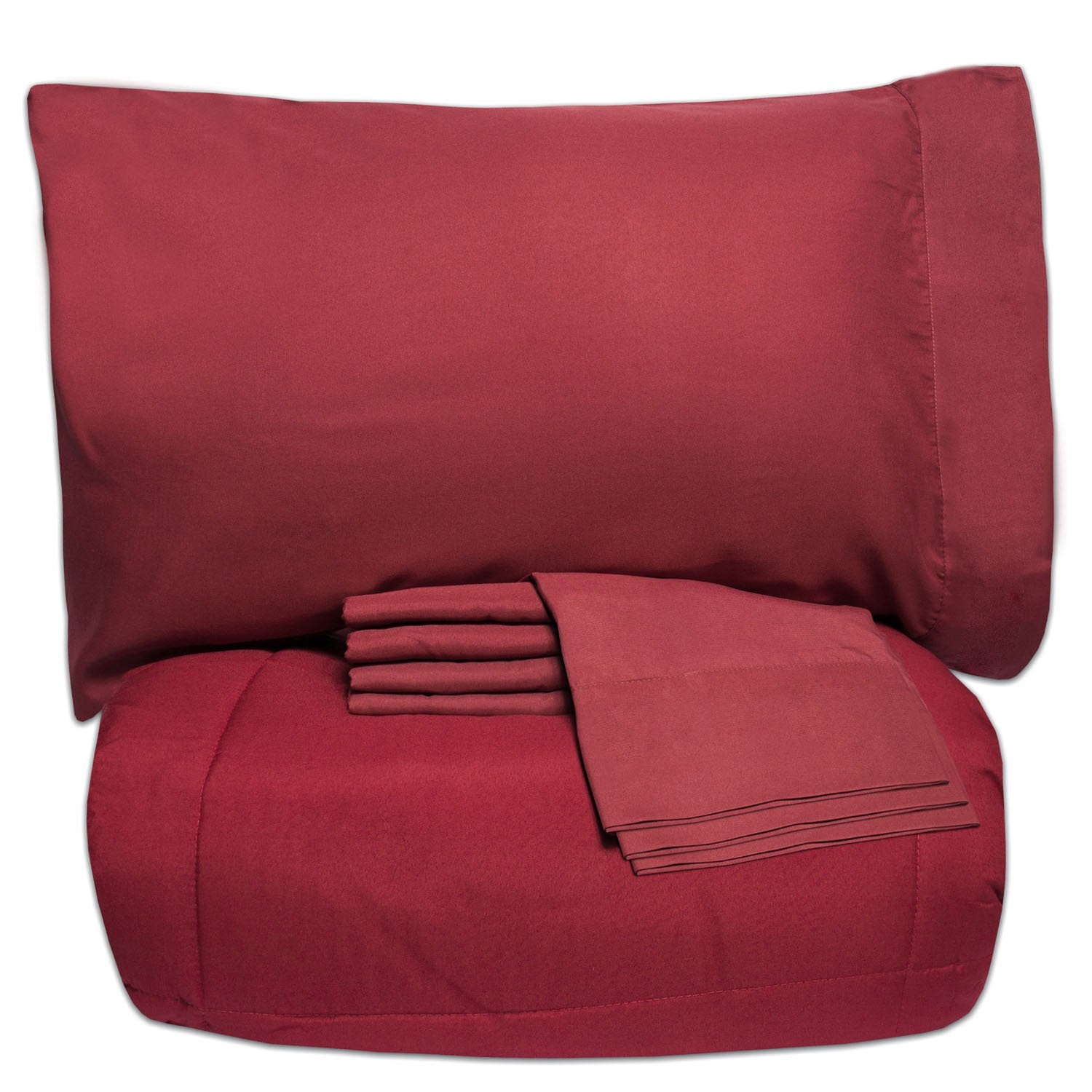 Essential 7-Piece Bed in a Bag Set Burgundy - Folded