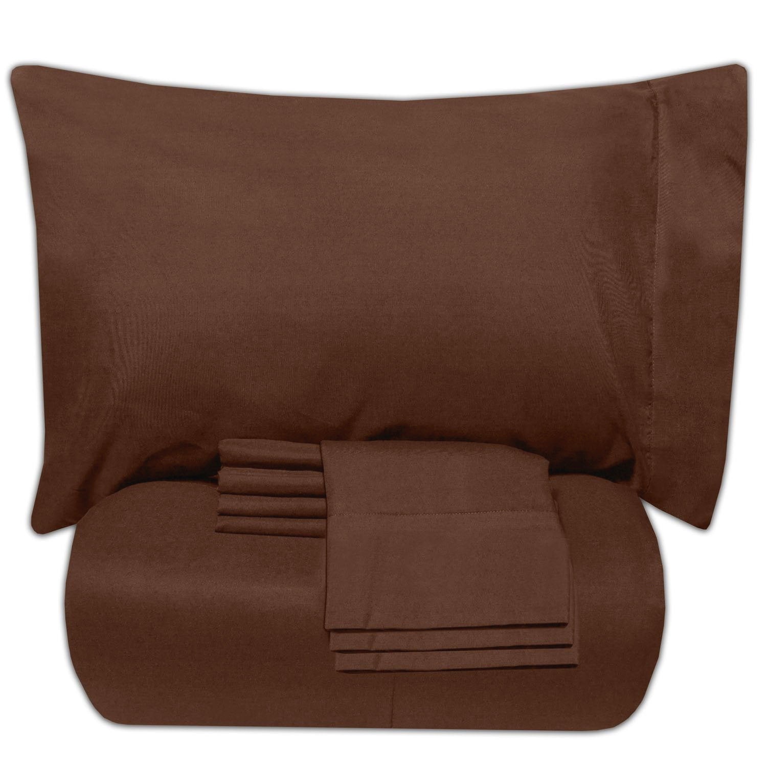 Essential 7-Piece Bed in a Bag Set Chocolate - Folded