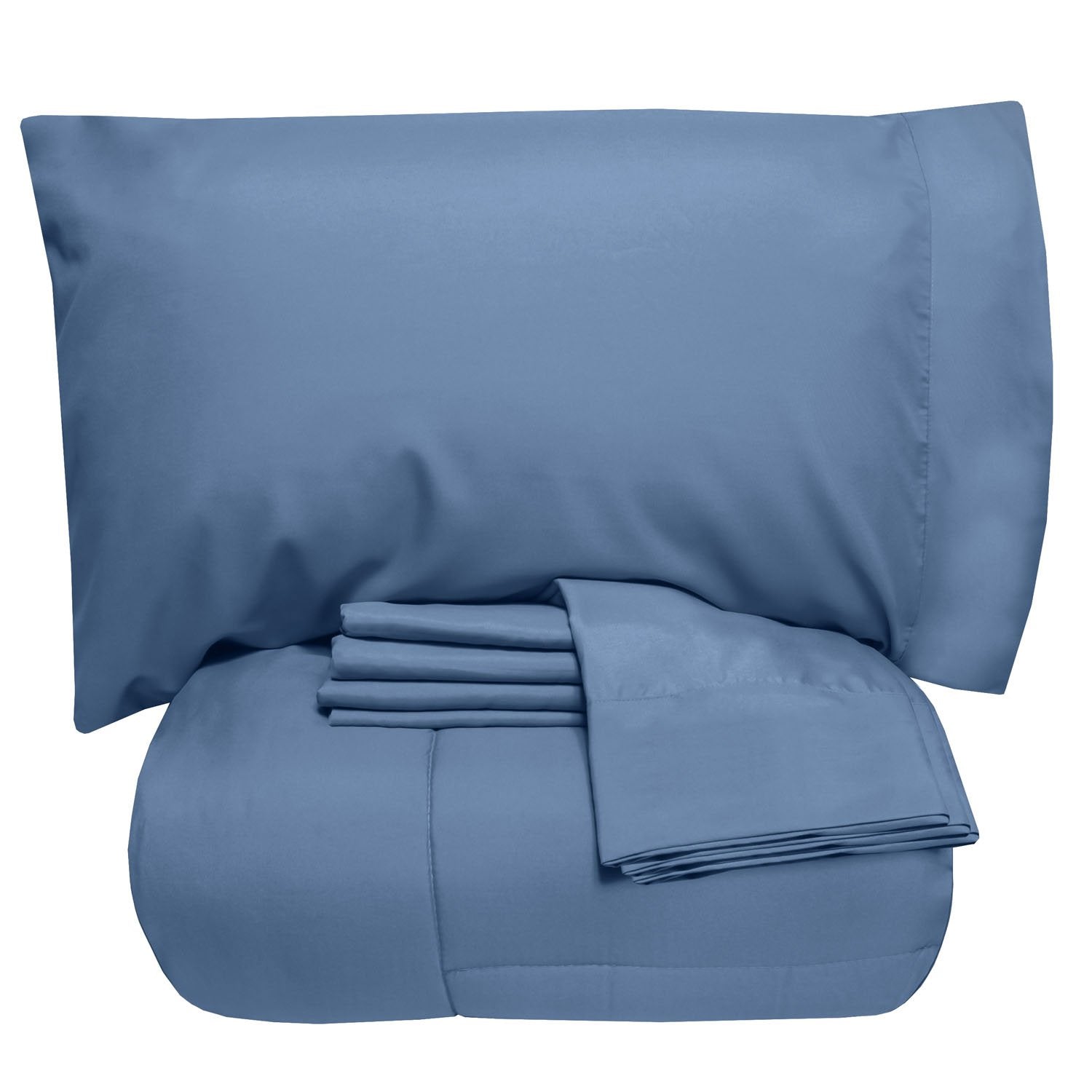 Essential 7-Piece Bed in a Bag Set Denim - Folded
