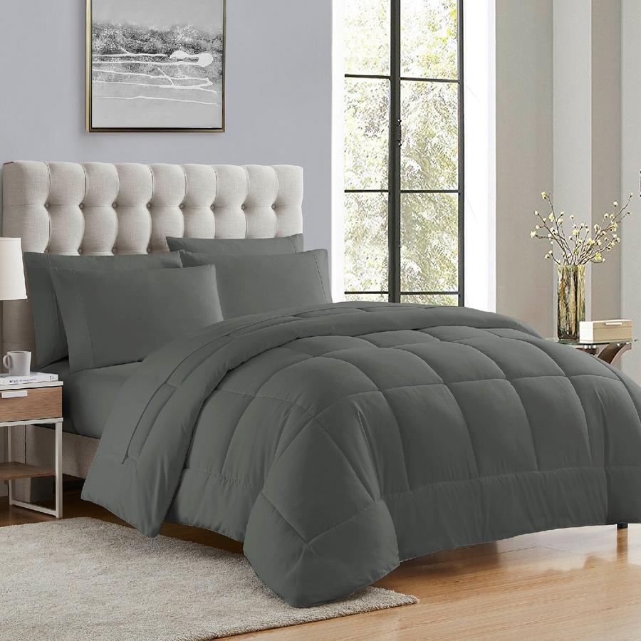 Essential 7 Piece Down Alternative Bed In A Bag Comforter Set Gray