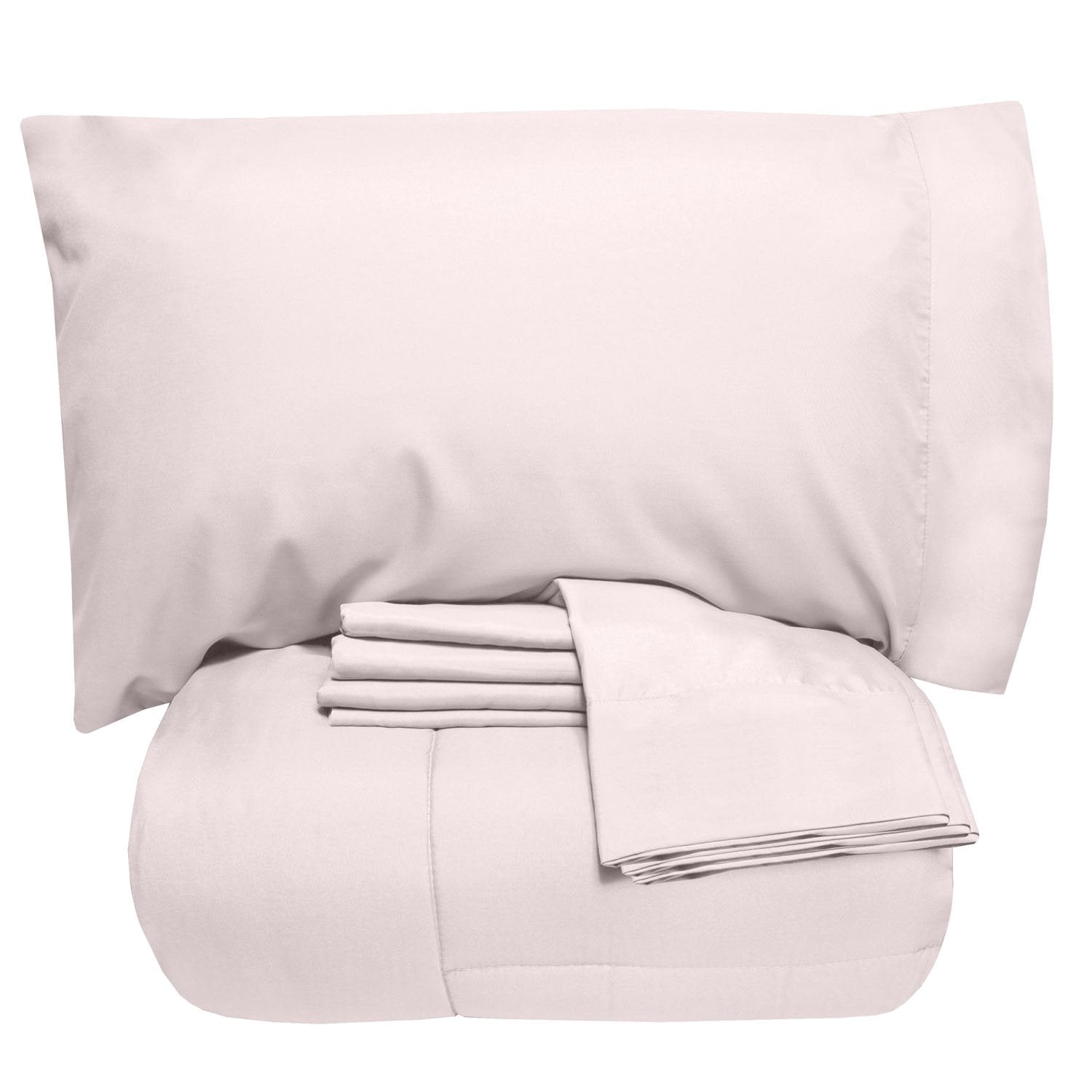 Essential 7-Piece Bed in a Bag Set Pale Pink - Folded