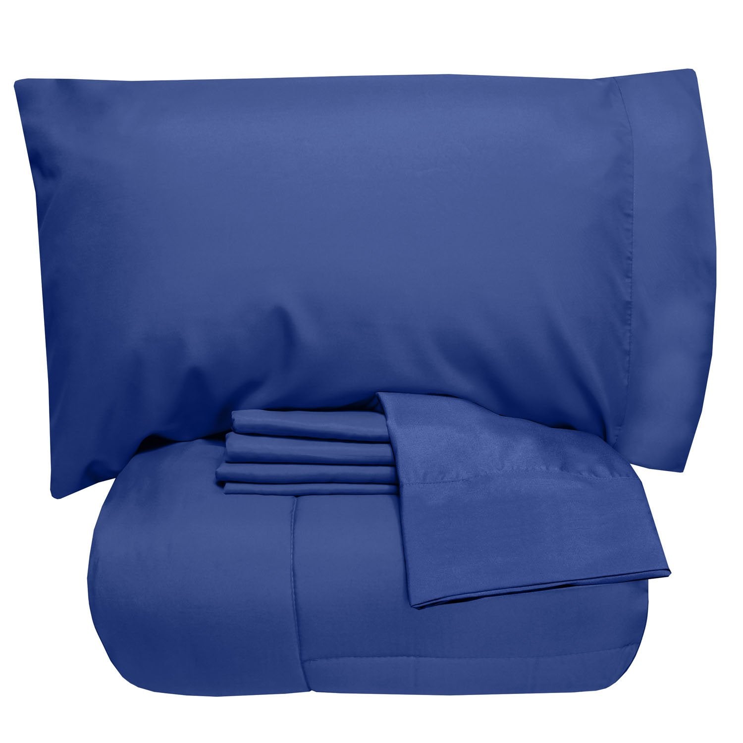 Essential 7-Piece Bed in a Bag Set Royal Blue - Folded
